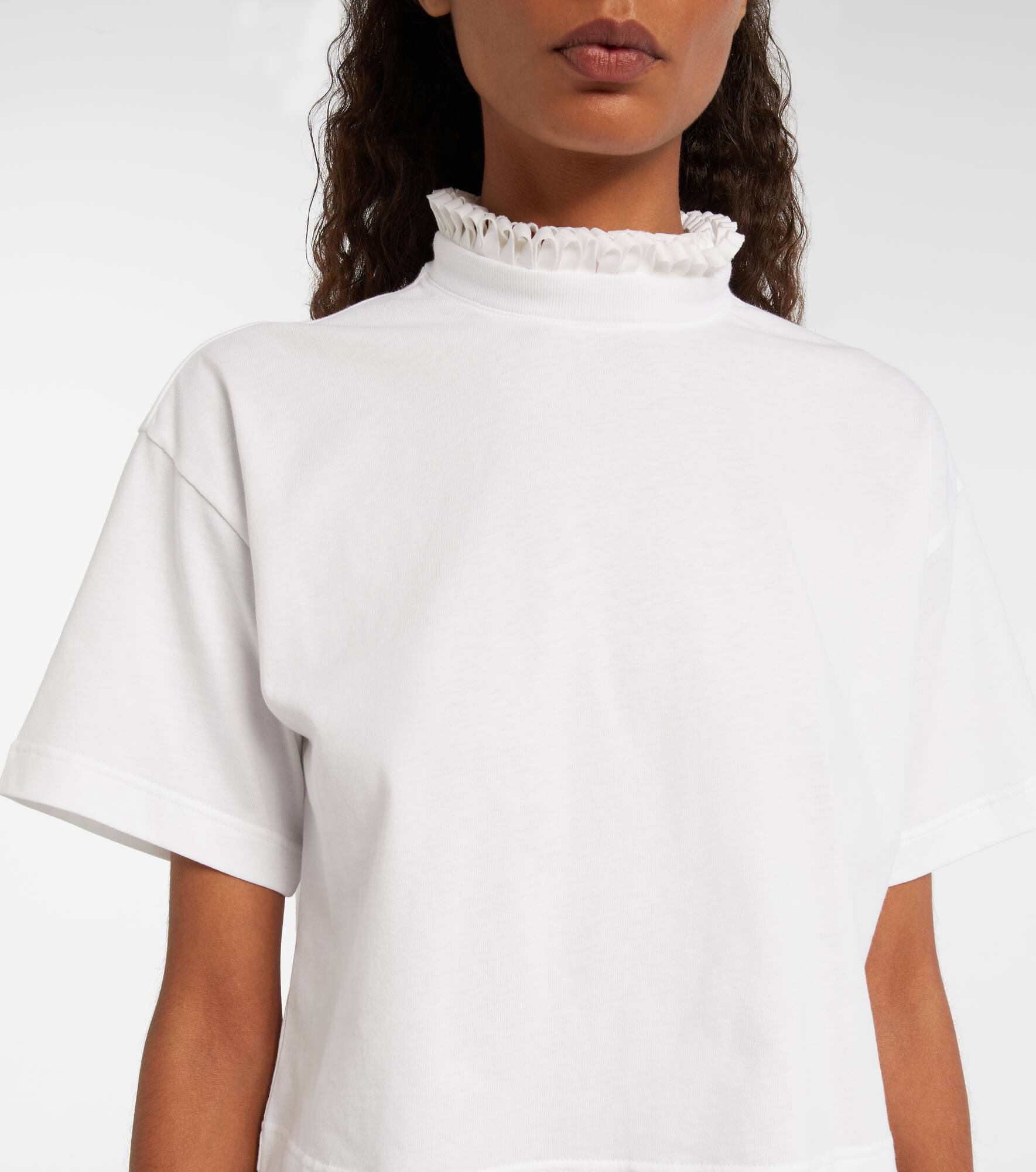 Cropped cotton jersey turtleneck top - 4