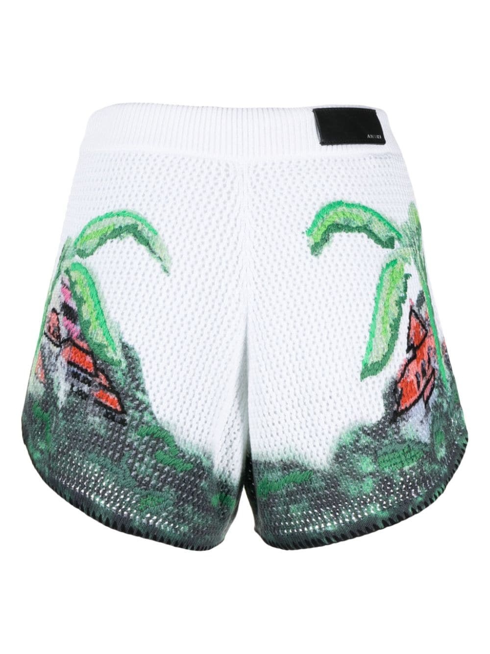 graphic-print crochet-knit shorts - 2