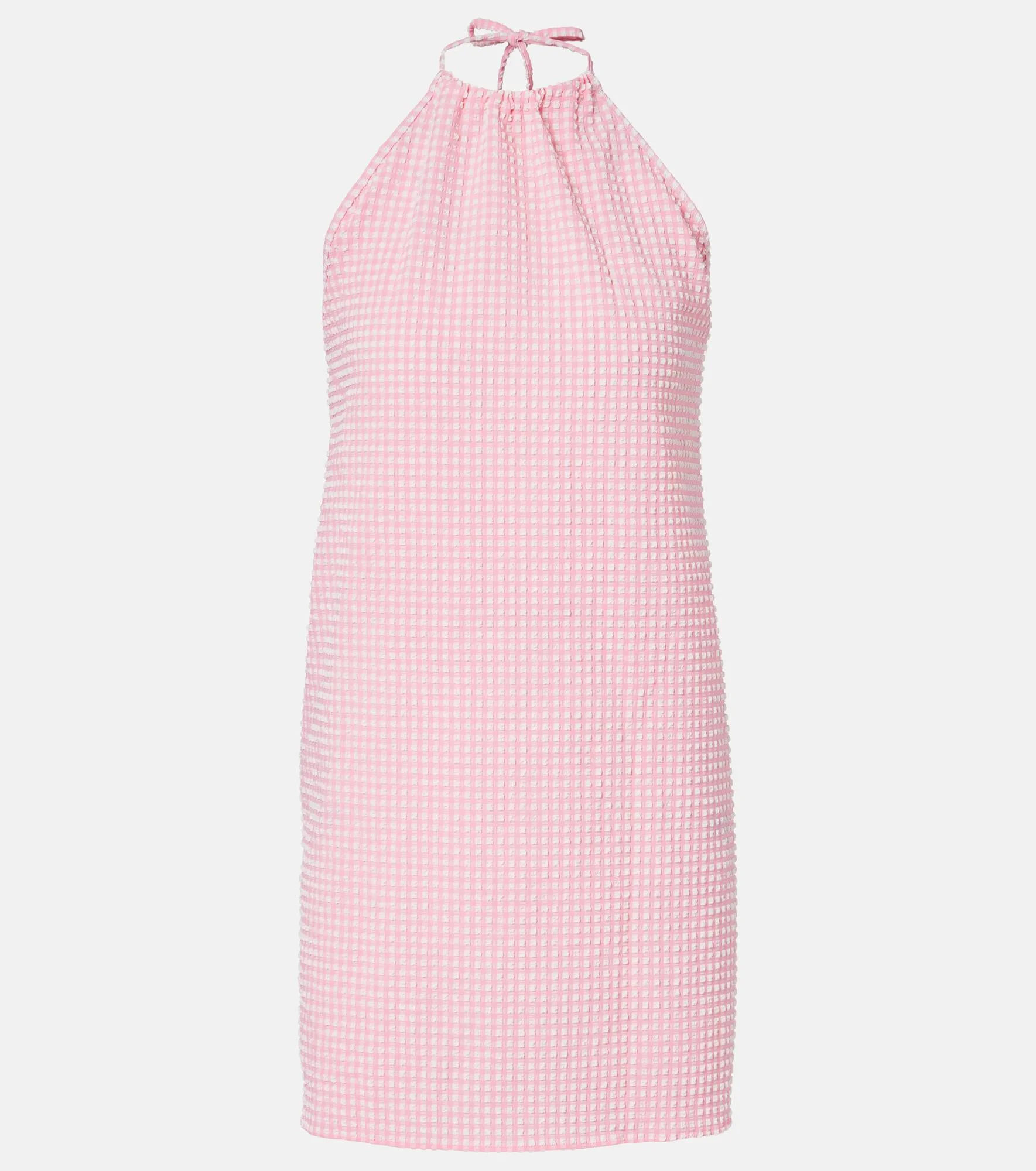 Gingham halterneck seersucker minidress - 1