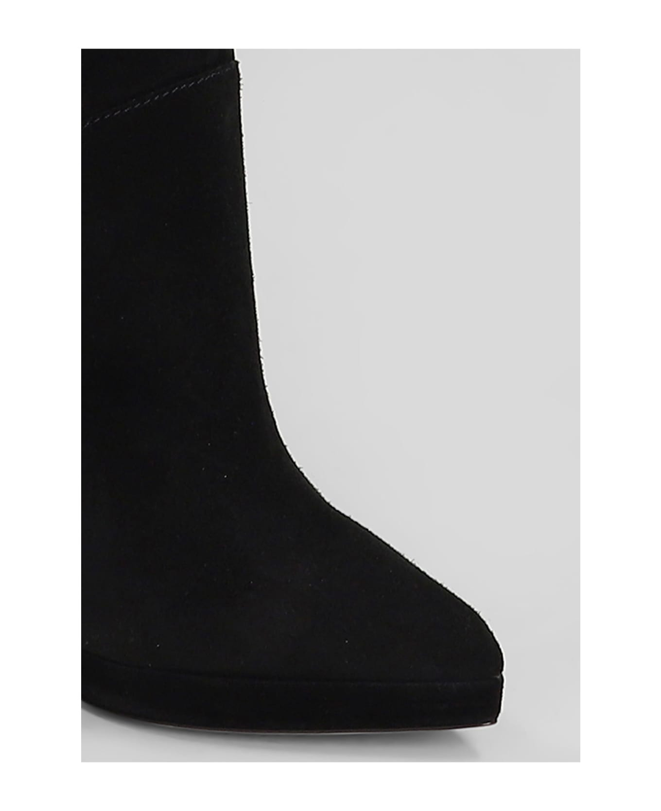 High Heels Boots In Black Suede - 5