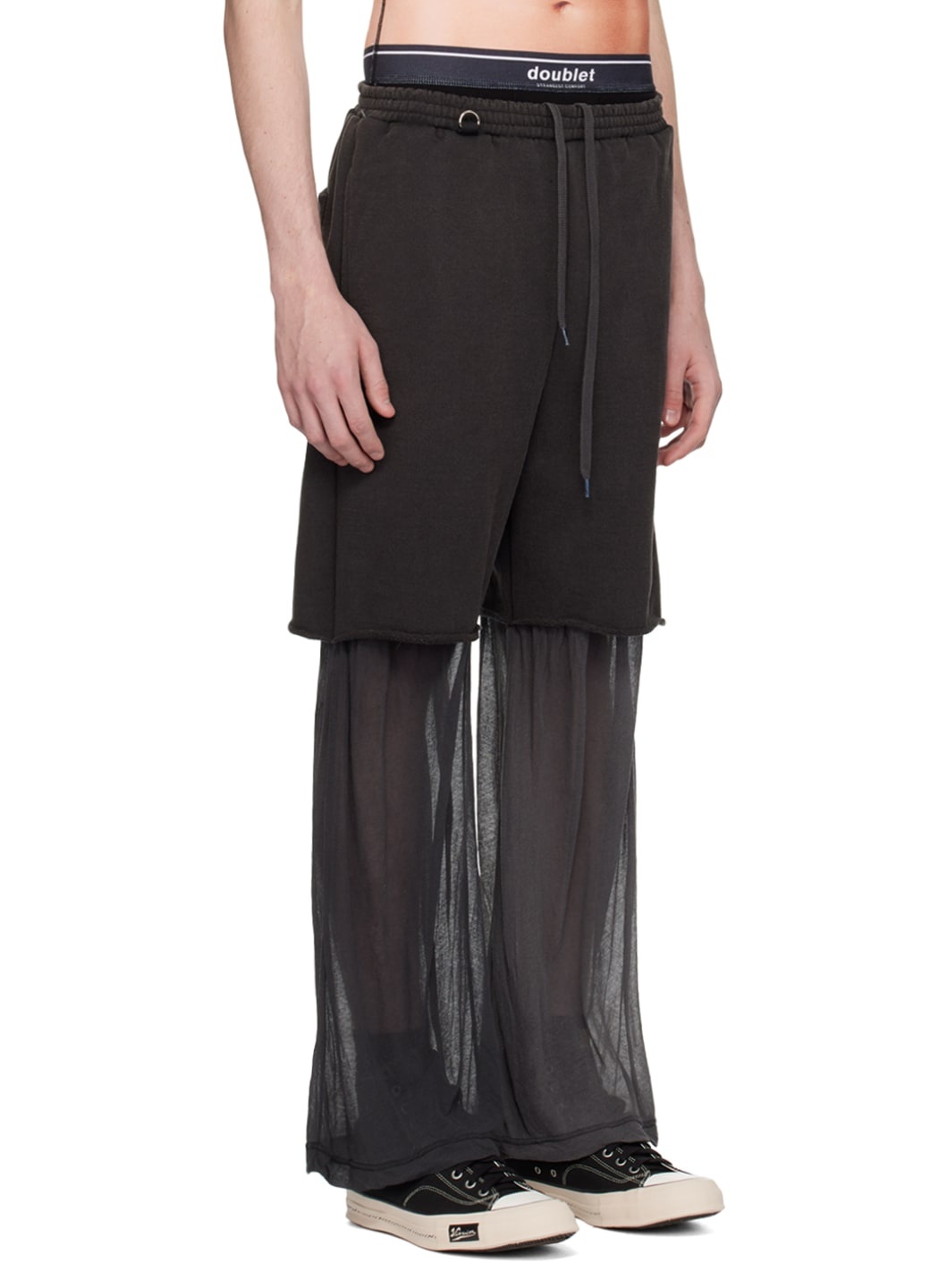 Black Layered Sweatpants - 2