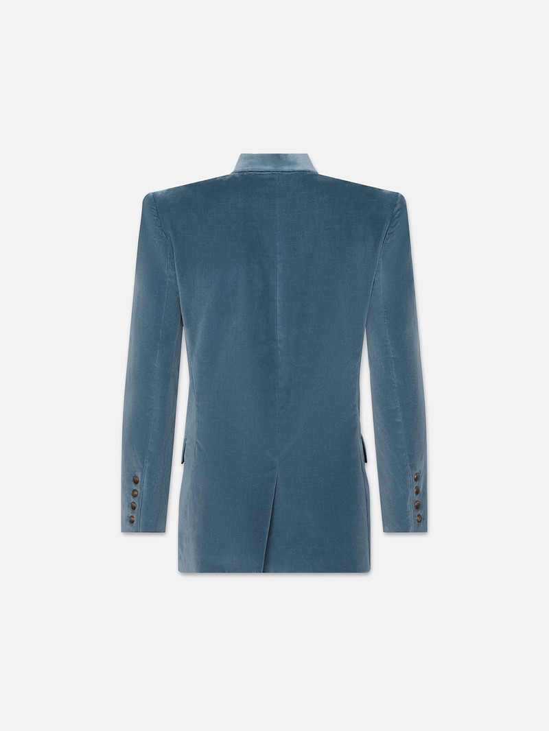 FRAME Double Breasted Slim Blazer in Denim Blue outlook
