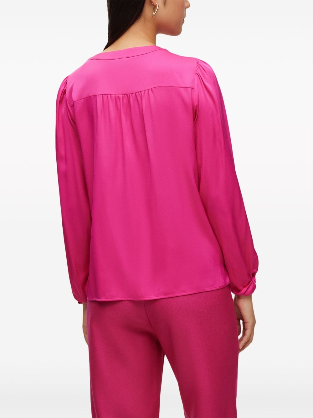 split-neck silk-blend blouse - 4