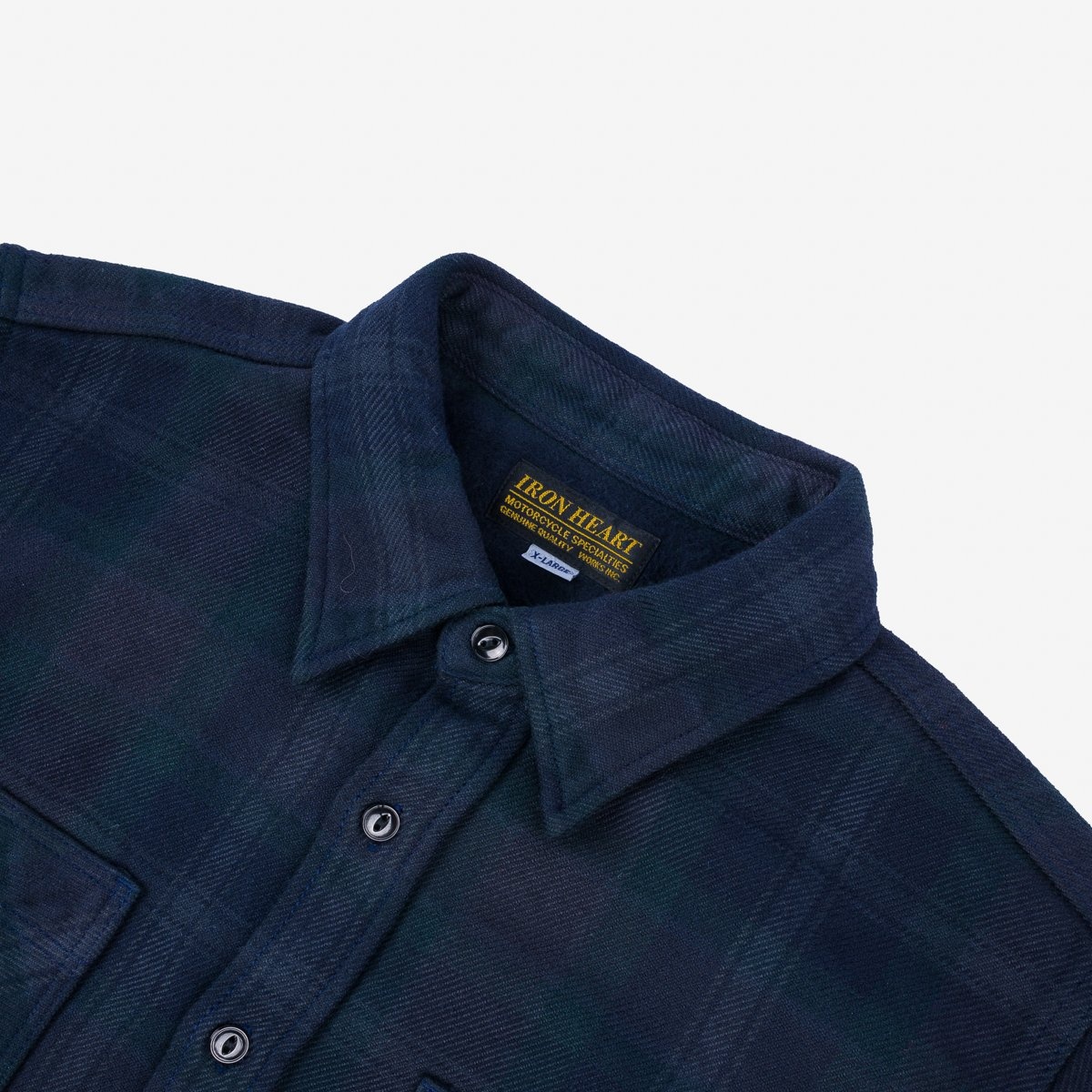 IHSH-342-OD Ultra Heavy Flannel Crazy Check Work Shirt - Navy Overdyed Black - 5