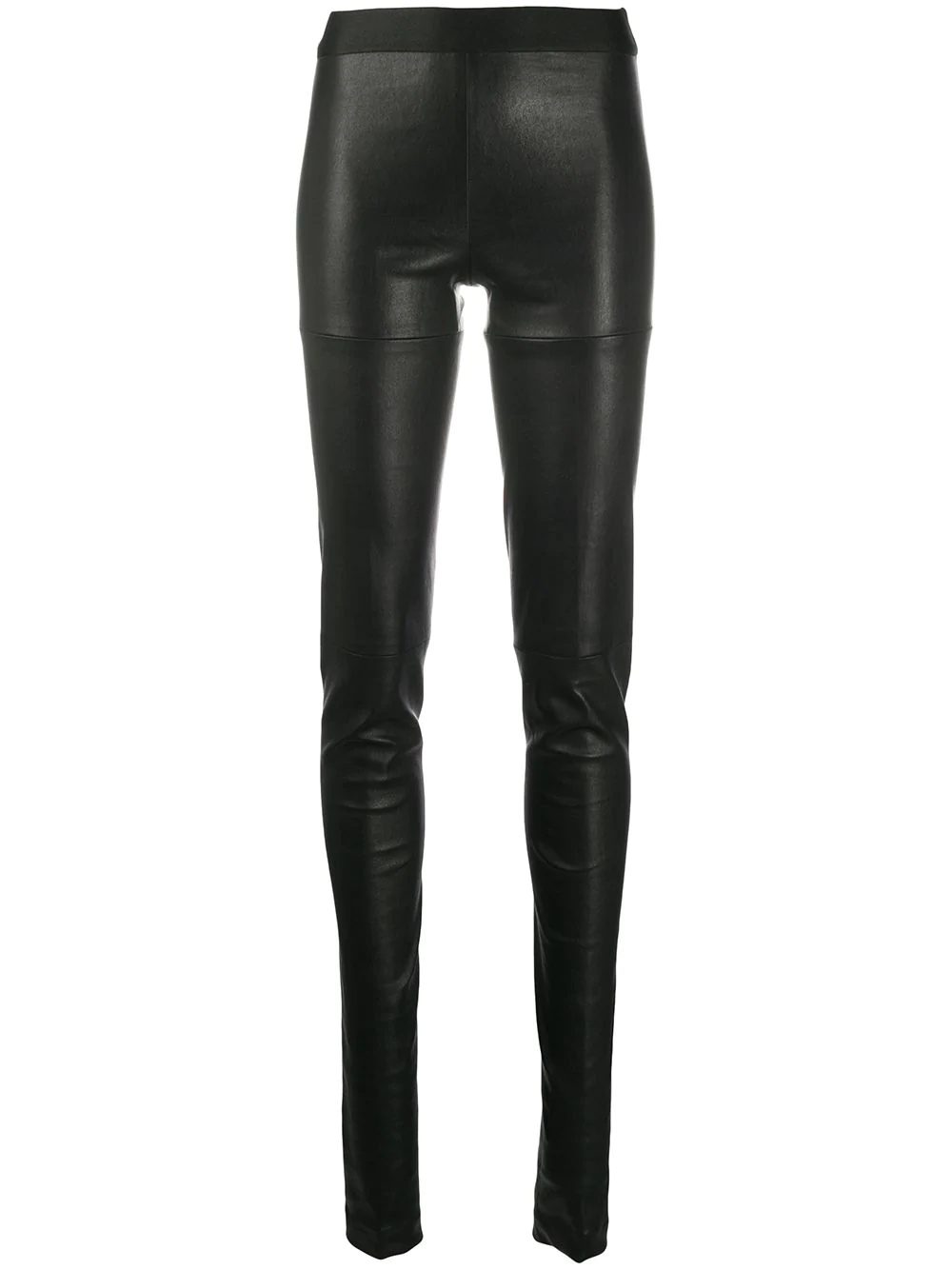 high-waisted leather leggings - 1