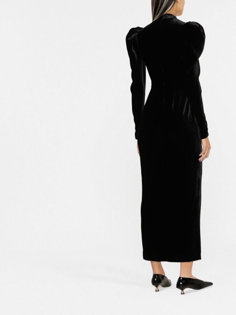 puff-shoulders velvet gown - 6