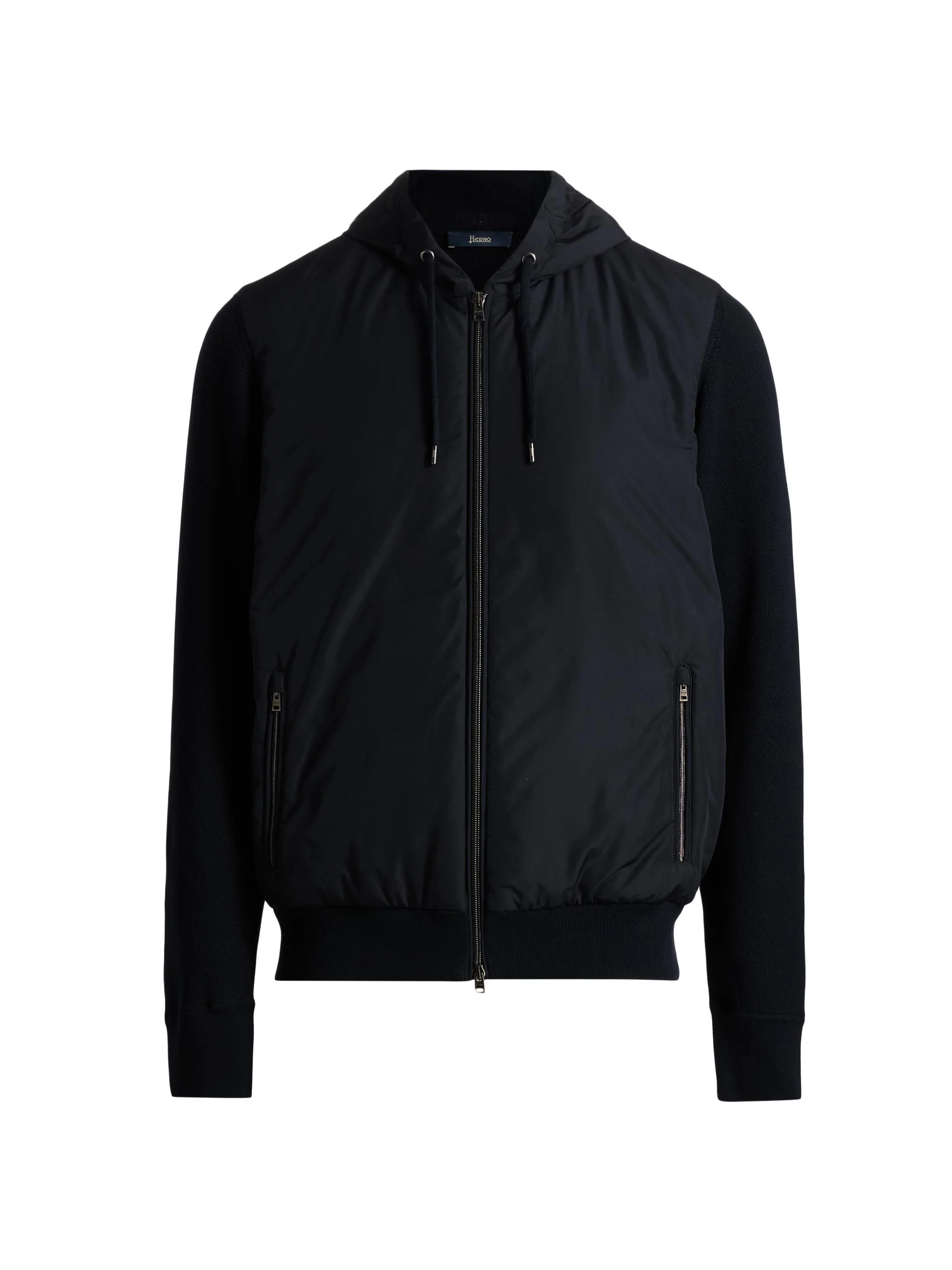 Men's Cotton Hooded Bomber Jacket - Blue Navy - 1