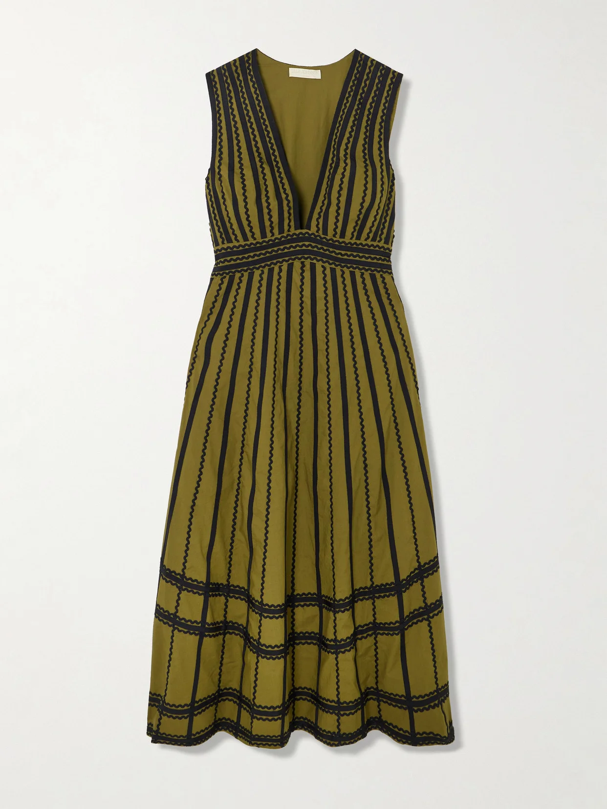 Palermo Ricrac And Grosgrain-trimmed Cotton-poplin Midi Dress - 1