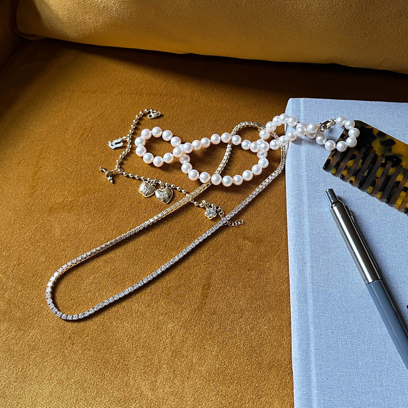 Unflippable Tennis Necklace in White Gold 19