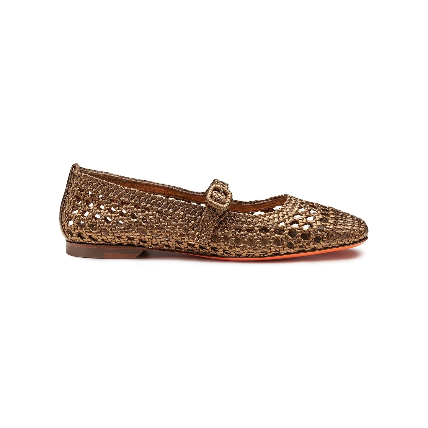 Women's gold woven leather ballet flat - 1