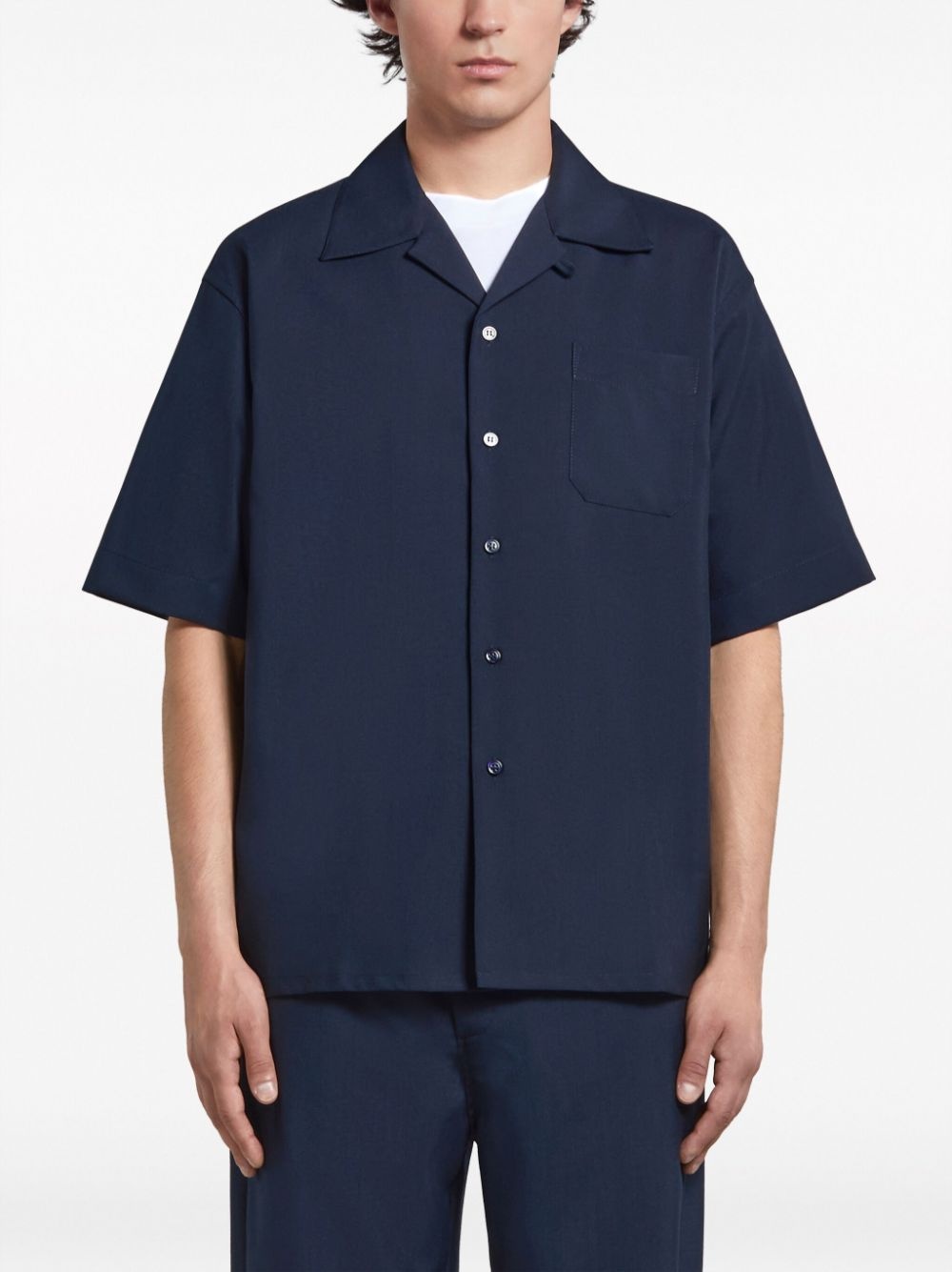 camp-collar virgin wool shirt - 3
