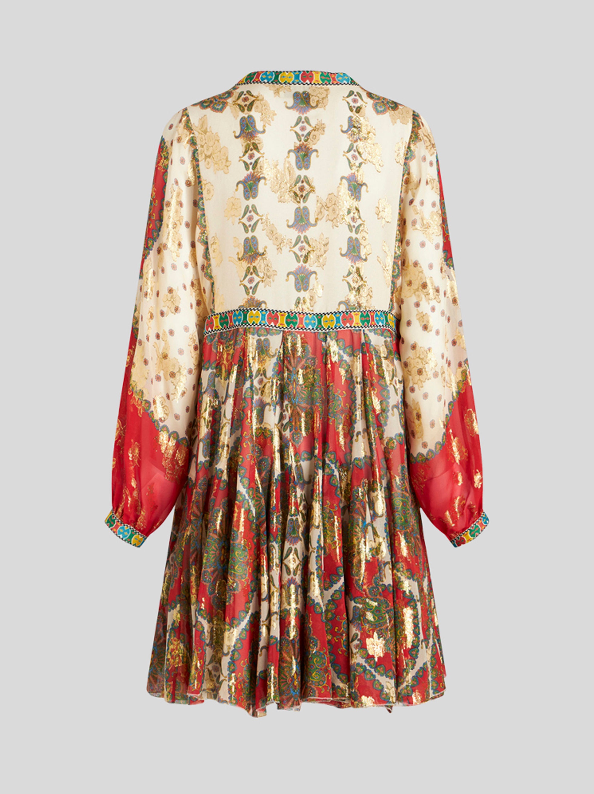 FLORAL PAISLEY PRINT SILK DRESS - 5