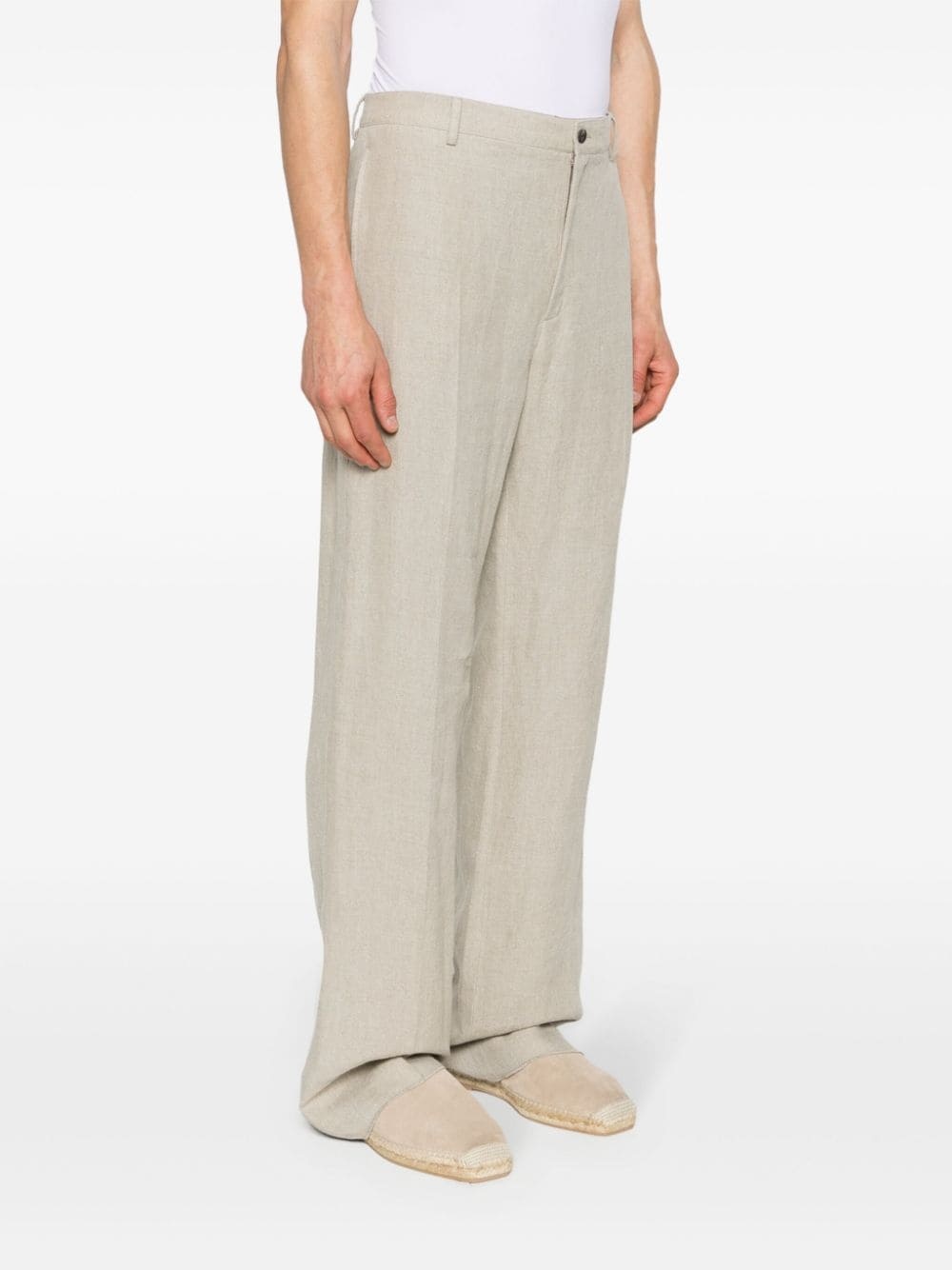 straight linen trousers - 3