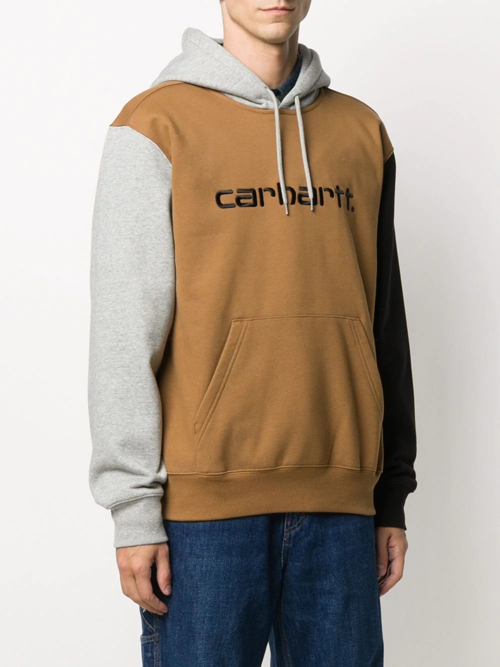 colour-block embroidered logo hoodie - 3