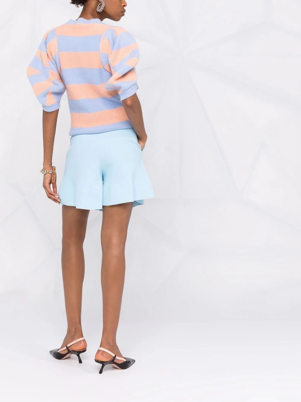 peplum-hem crepe shorts - 4