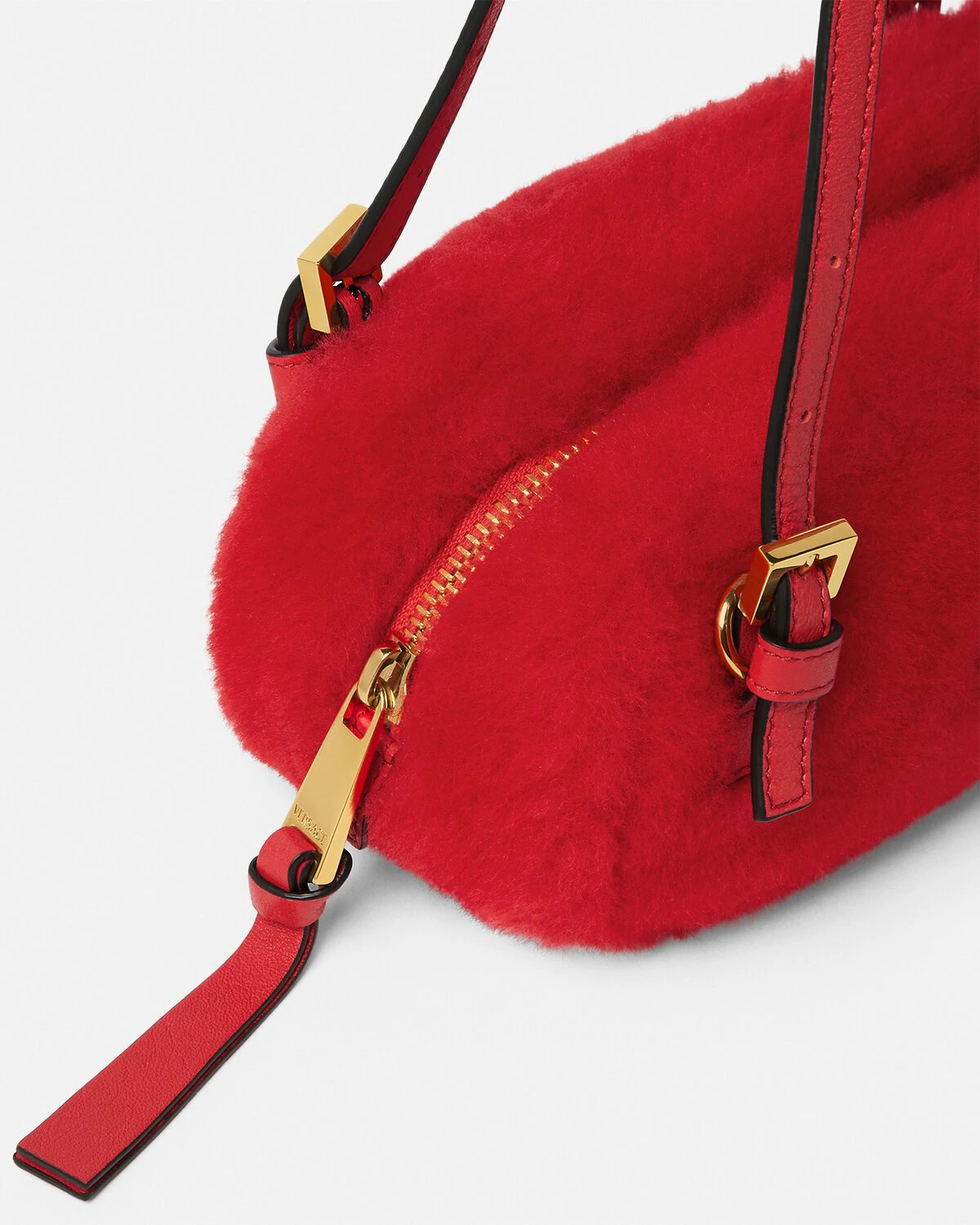 Versace Tag Shearling Bowling Mini Bag - 5