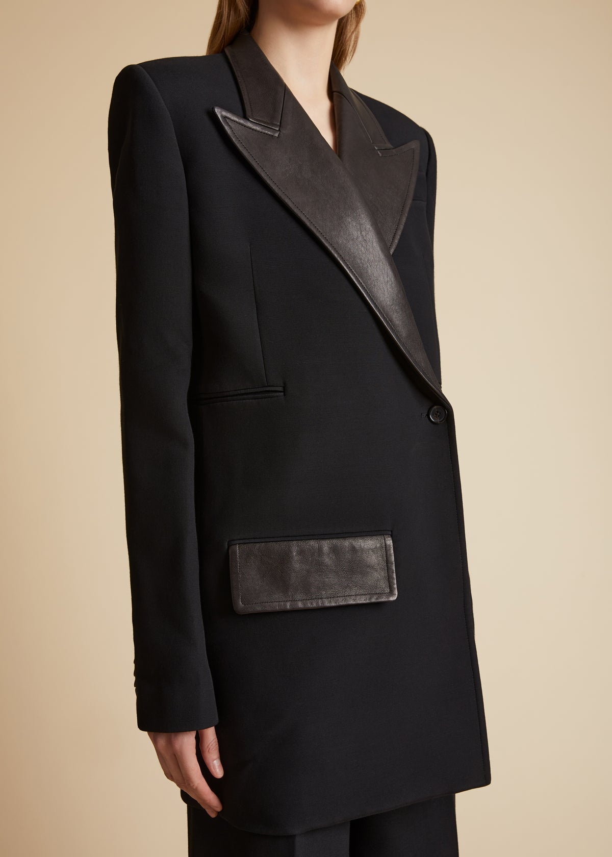 The Jacobson Blazer in Black Leather Combo - 4