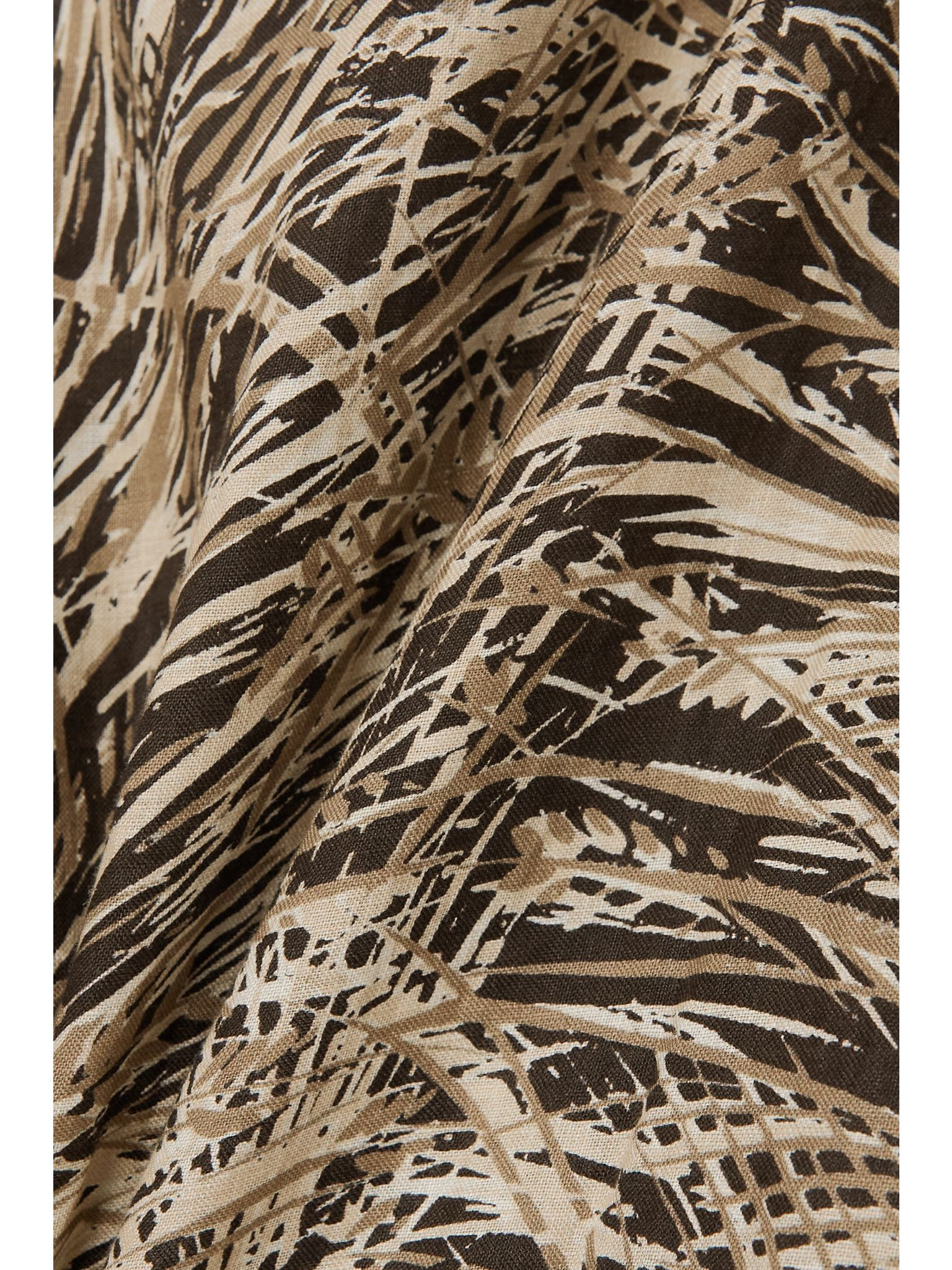 Lauraine belted printed hooded linen maxi dress Brown - 5