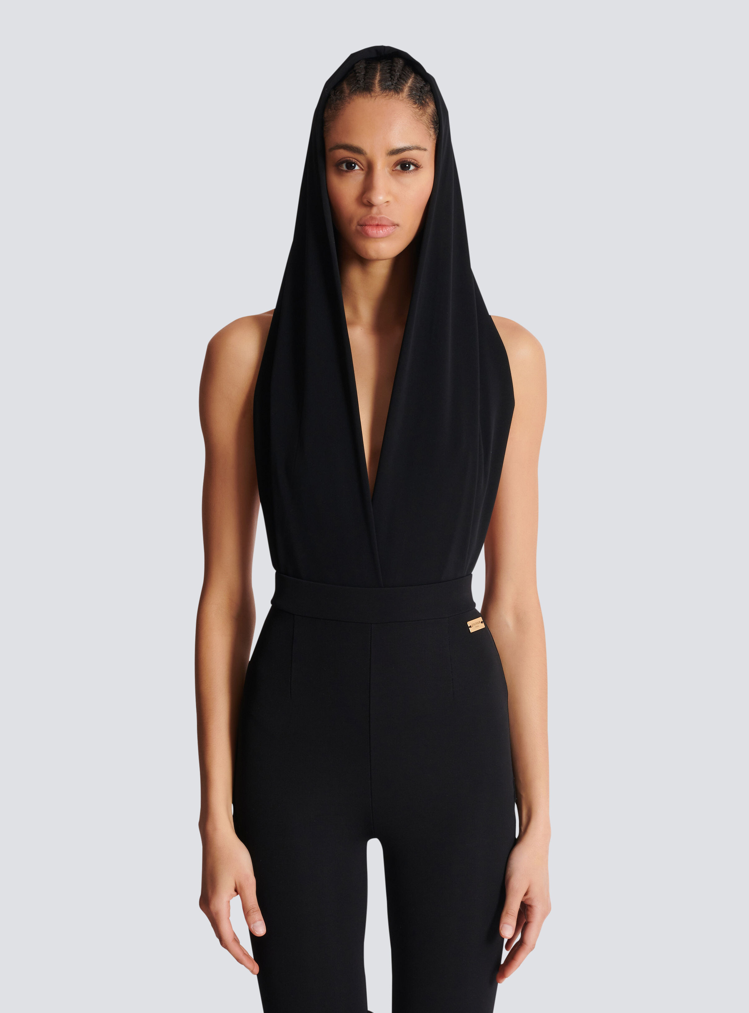 Draped bodysuit with hood - 5