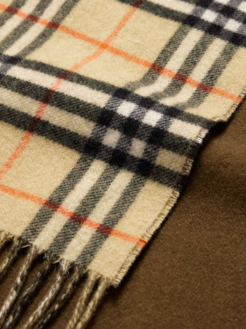 Reversible Fringed Checked Cashmere Scarf 3