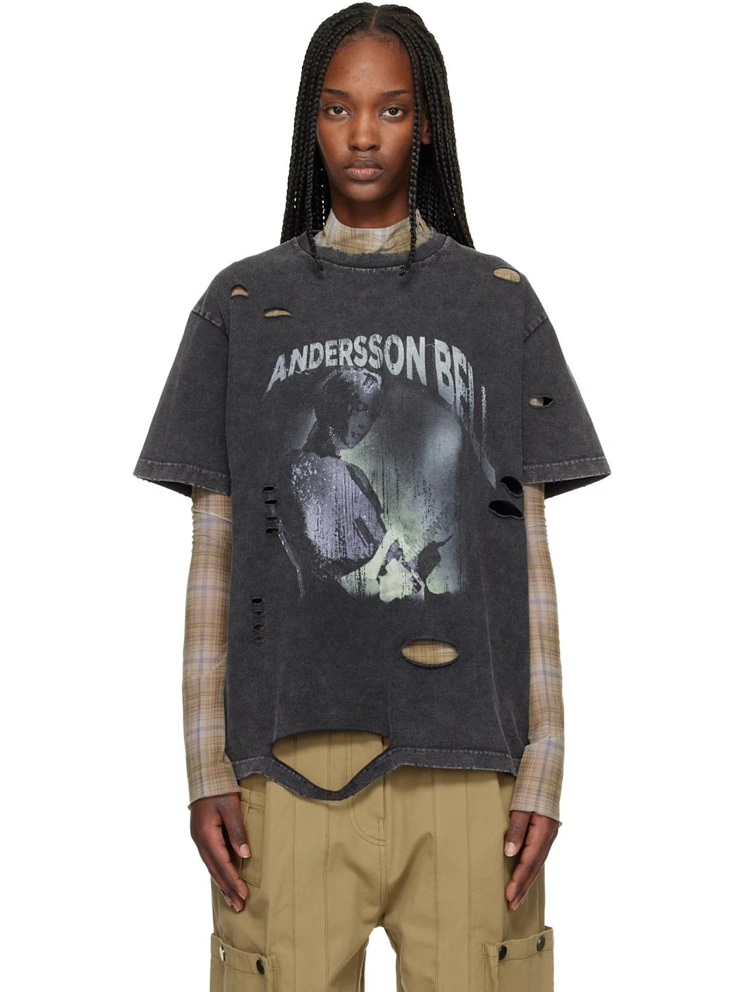 Black & Beige Layered Live Printed T-shirt Set - 1