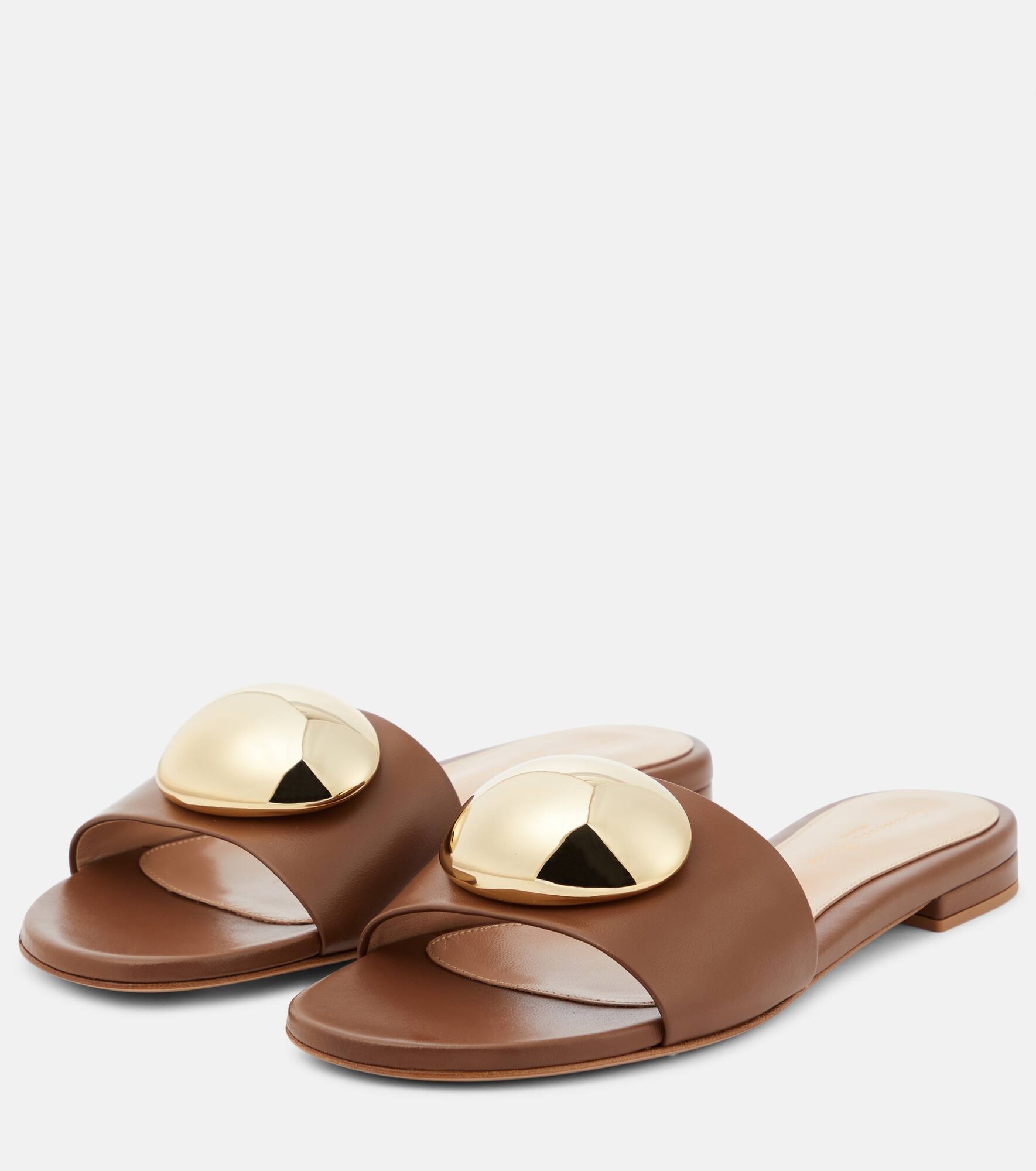 Embellished leather mules - 5