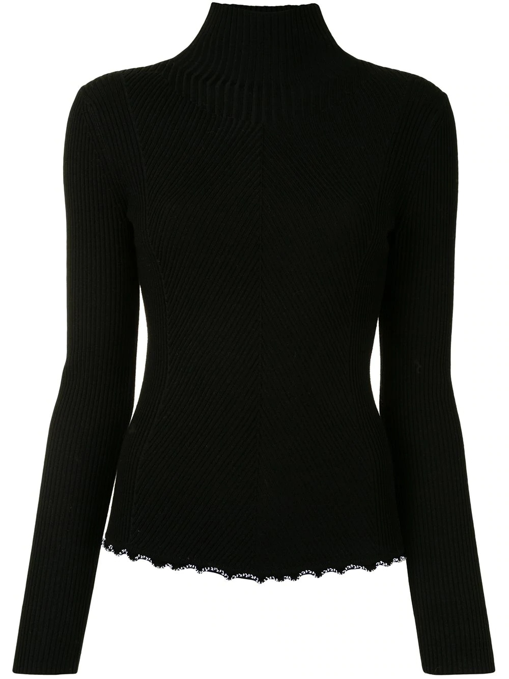 long sleeve ribbed turtleneck top - 1