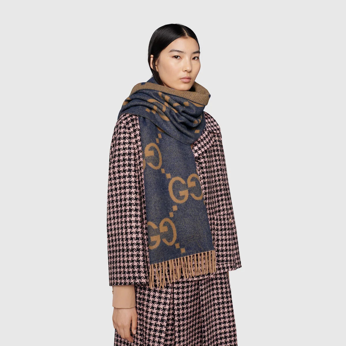 GG cashmere jacquard scarf - 3