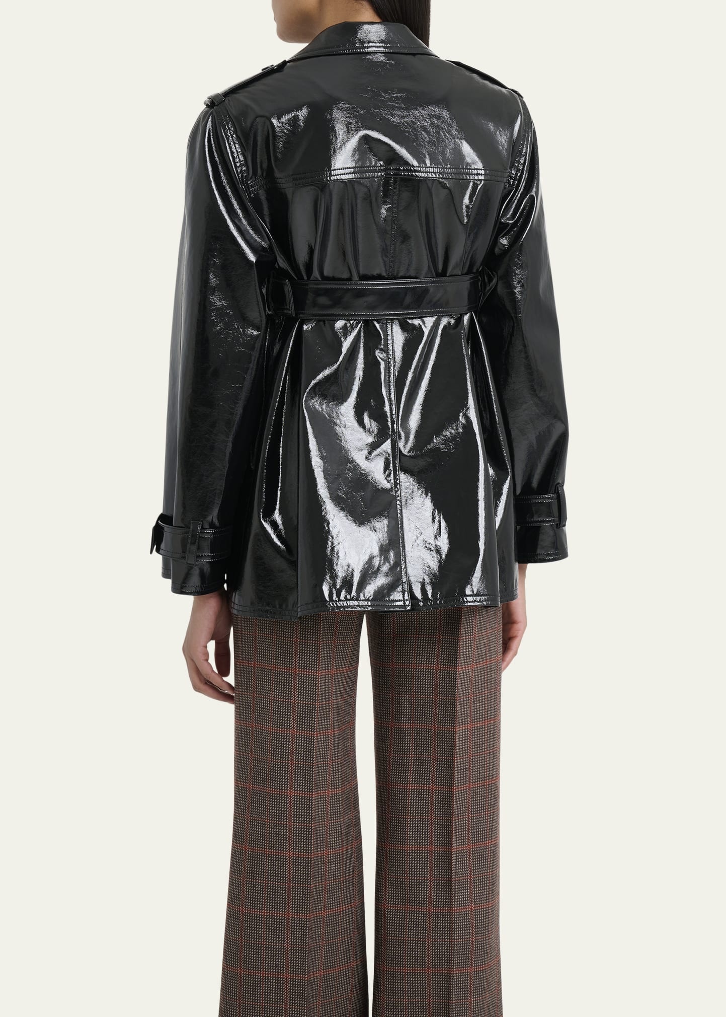 Shiny Cotton Belted Trench Coat - 3