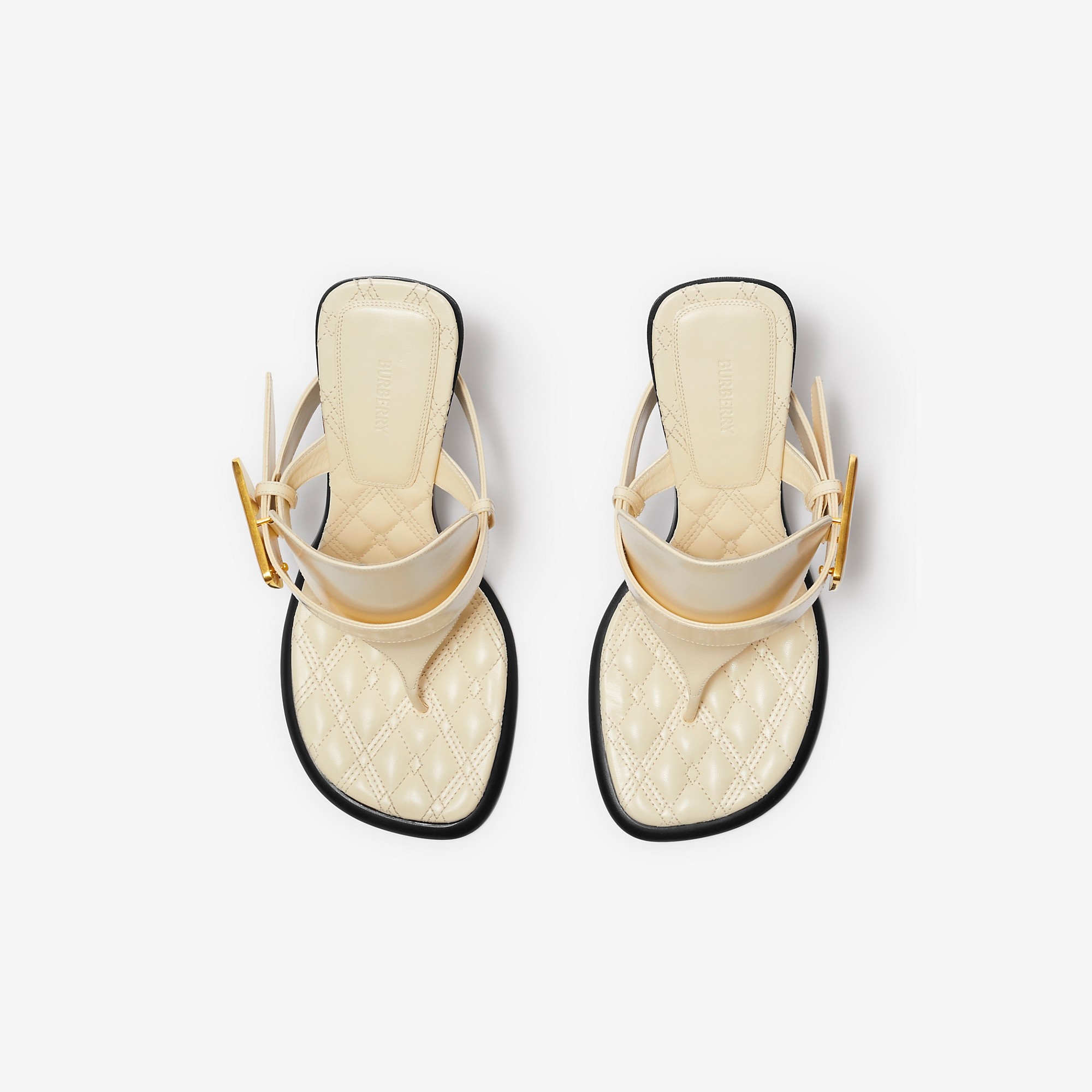 【関税&送料込】Burberry Light Beige Leather Bay Sandals Burberry Leather Bay Sandals | REVERSIBLE