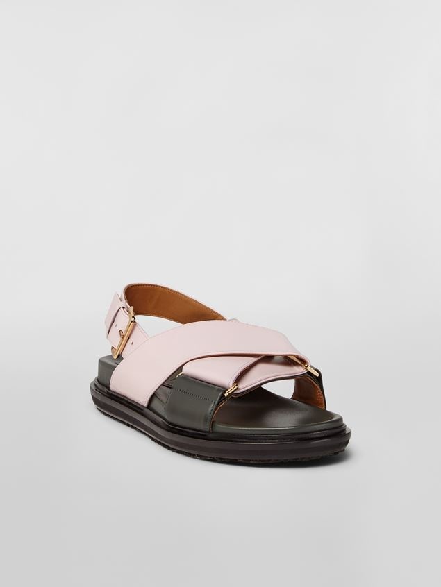CRISS-CROSS FUSSBETT IN BLUE AND POWDER CALFSKIN - 2