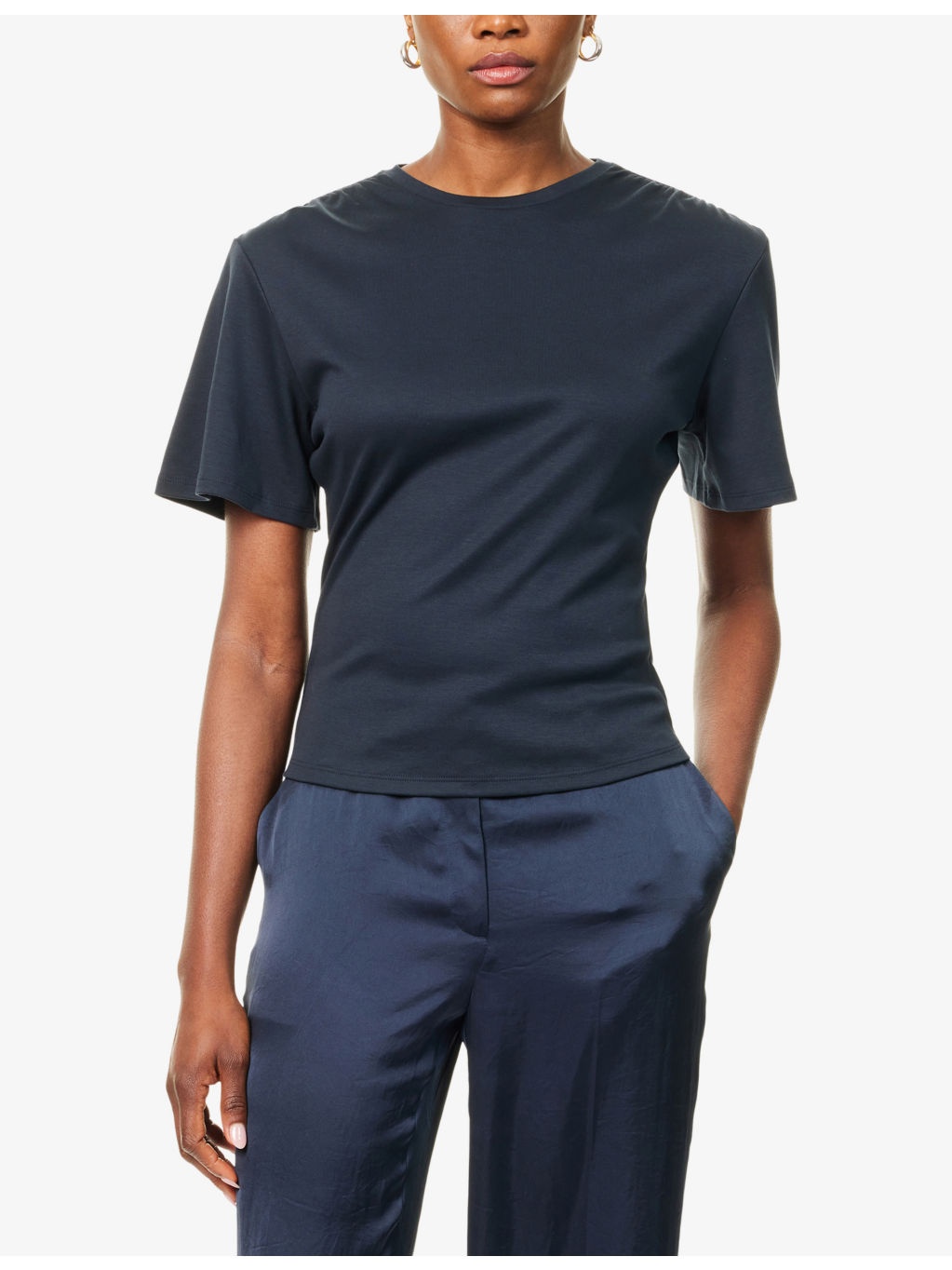 Gathered Round-Neck Cotton-Jersey T-Shirt - 3