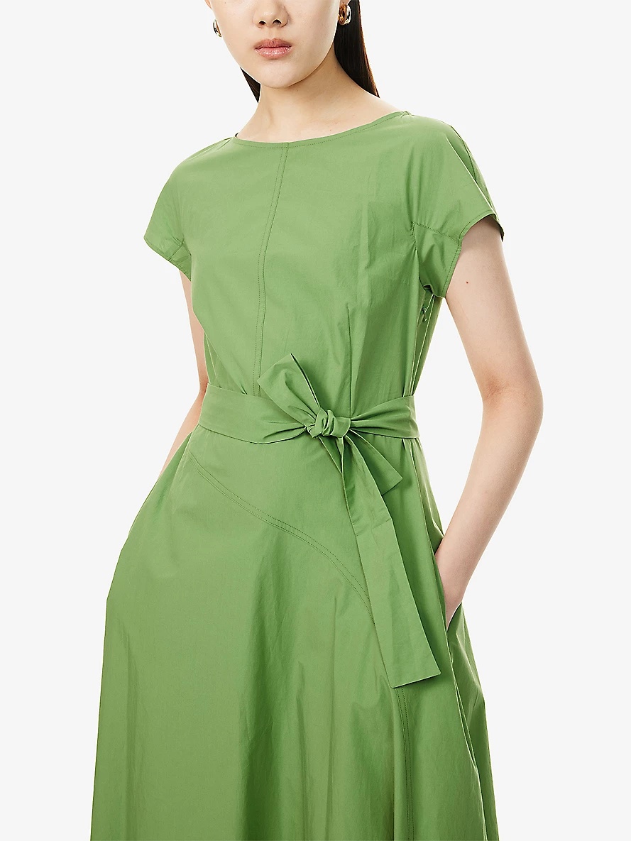 ☆WEEKEND☆直営店買付☆お洒落Poplin Dress/MAGMA Poplin dress with belt, green | Weekend Max Mara