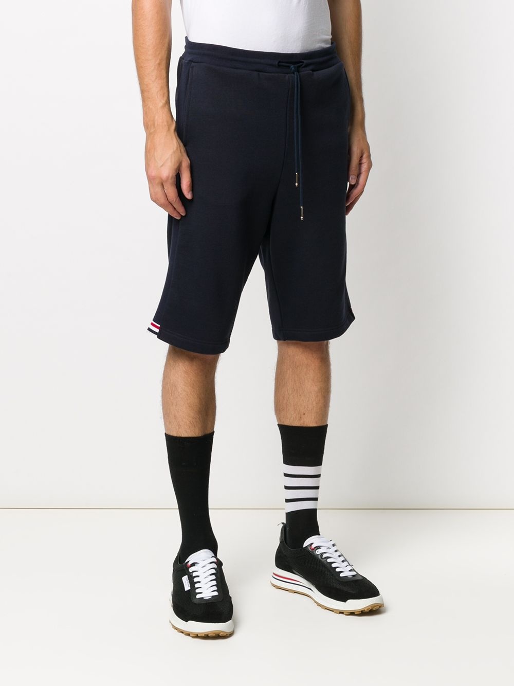 side stripe insert loopback track shorts - 3