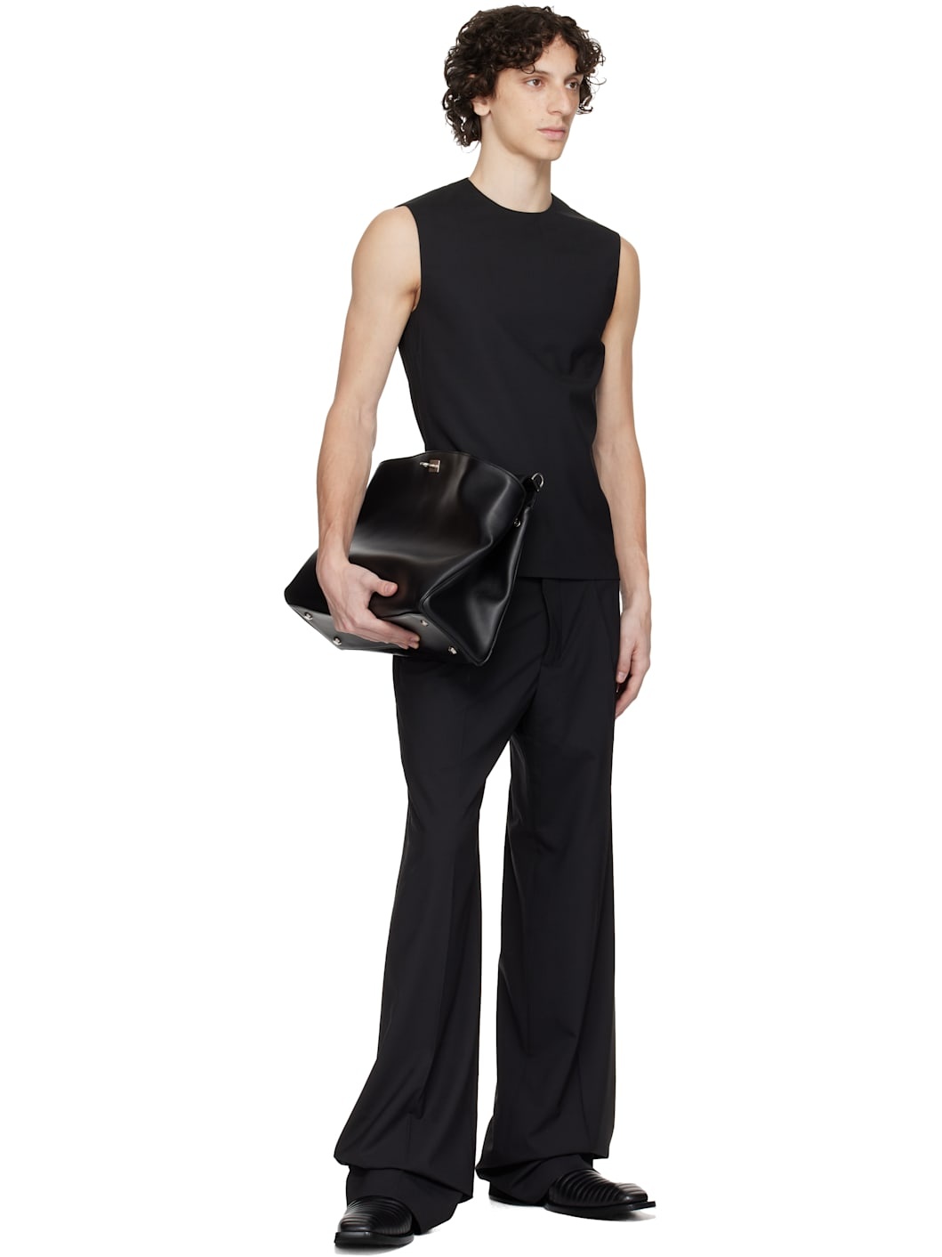 Black '032c Office Attire' Cropped Suit Top - 4