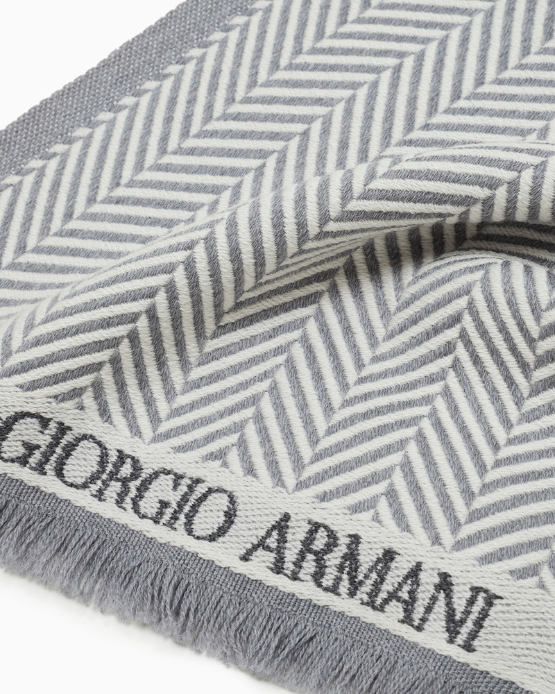 GIORGIO ARMANI CHEVRON JACQUARD WOOL SCARF outlook