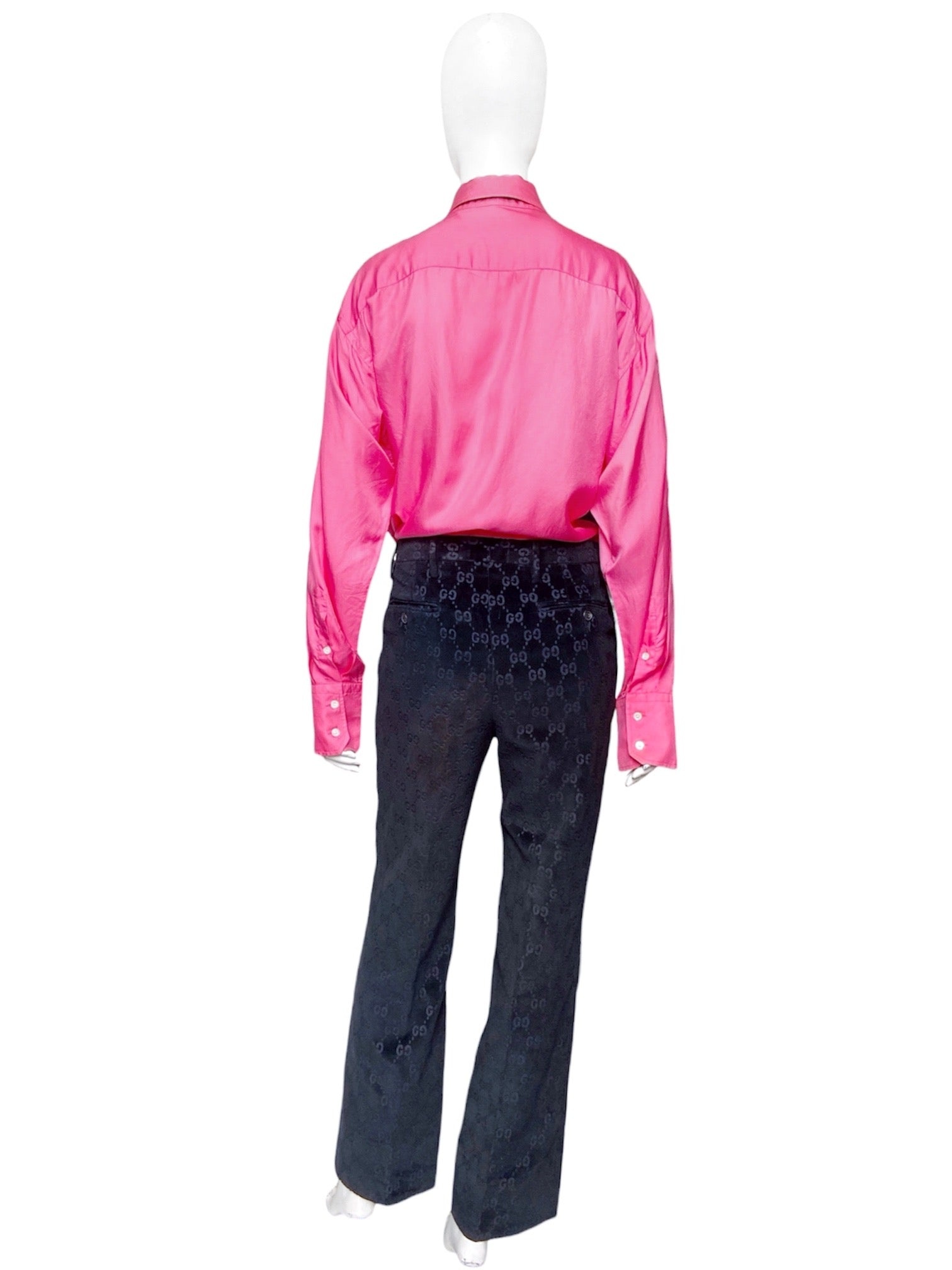 Gucci Fall 1997 Tom Ford Men’s Navy Monogram Velvet Trousers Pants 44 - 8