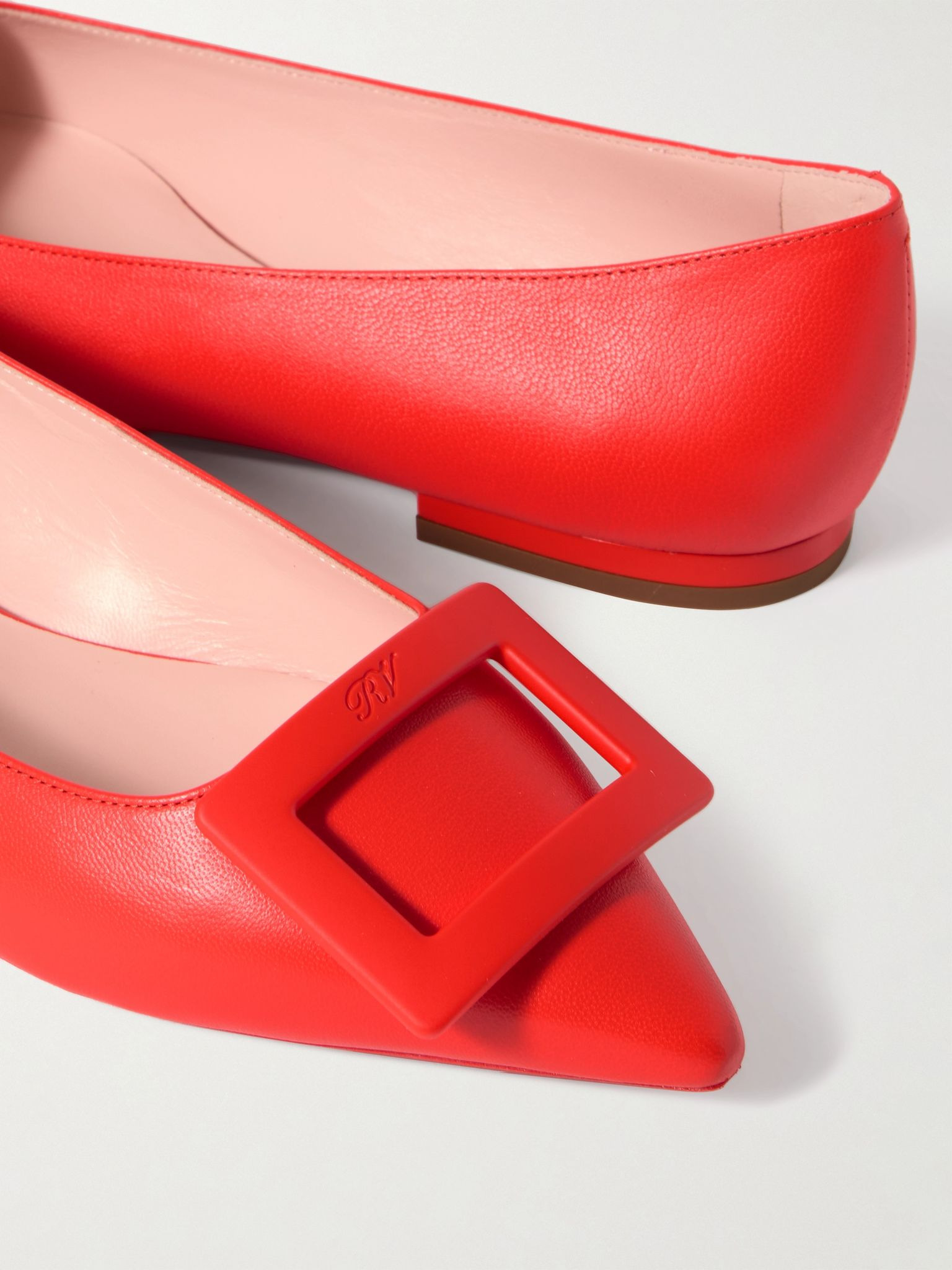 Gommettine buckled leather ballet flats Red - 4