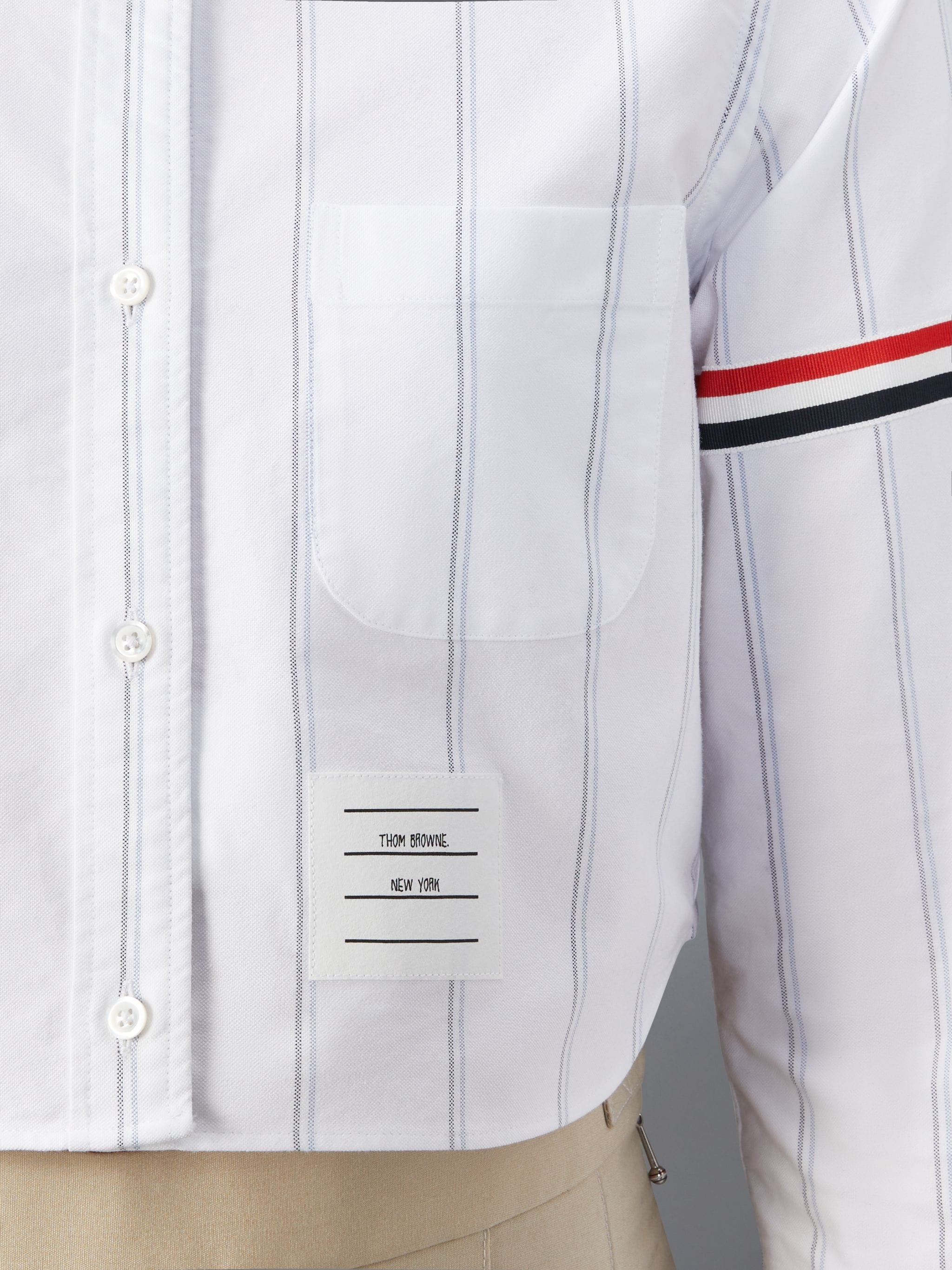 Stripe Oxford Armband Cropped Shirt - 4