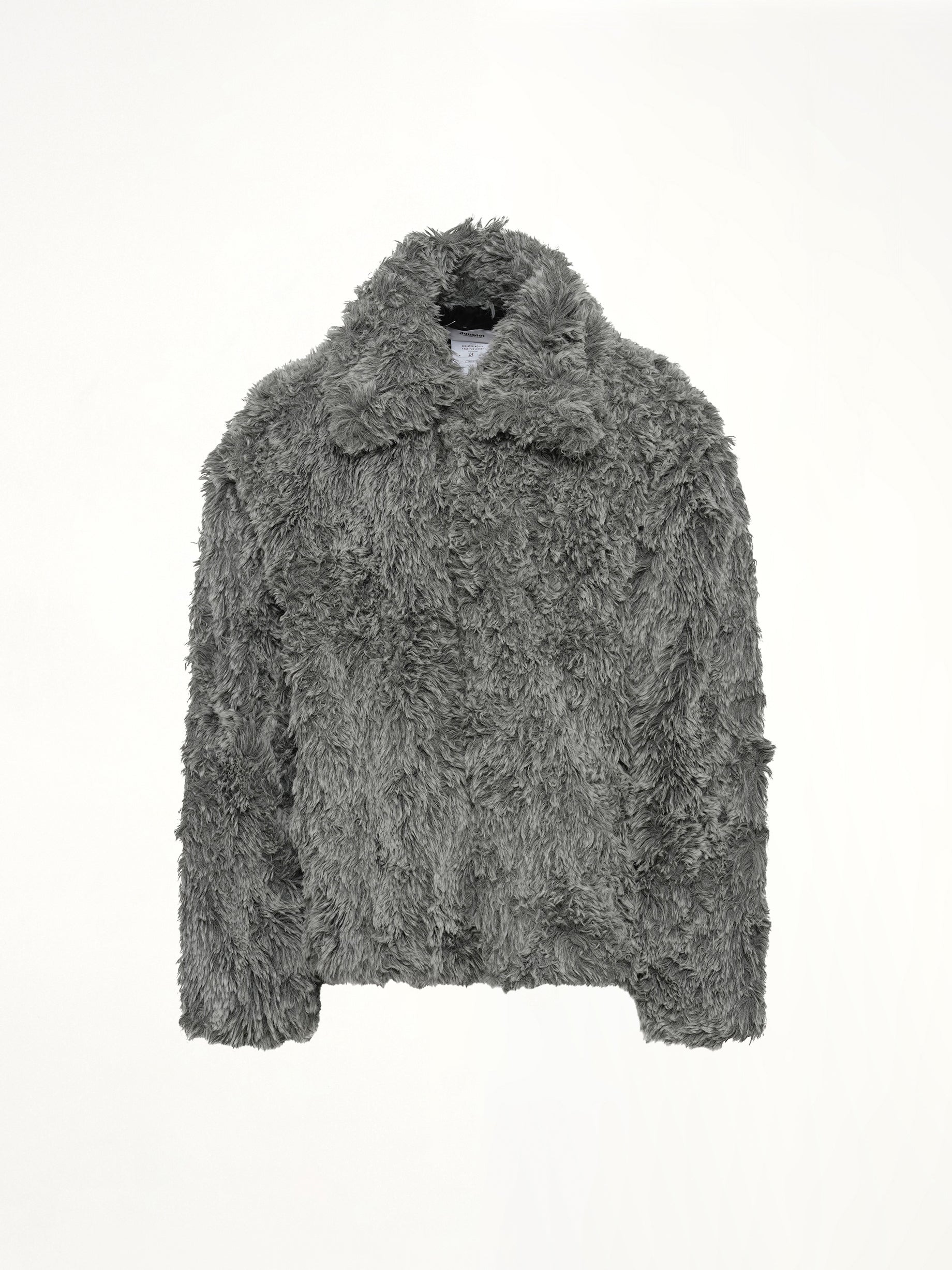 Sinister Mouth Faux Fur Jacket in Grey - 2