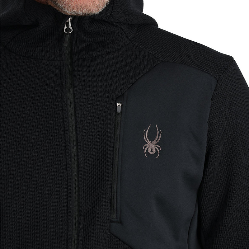 SPYDER Mens Bandit Hooded Fleece Jacket - Black outlook