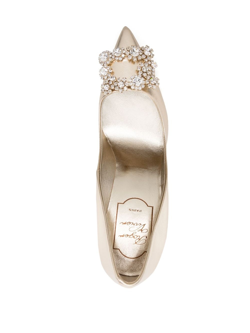 100mm flower-strass-buckle pumps - 4