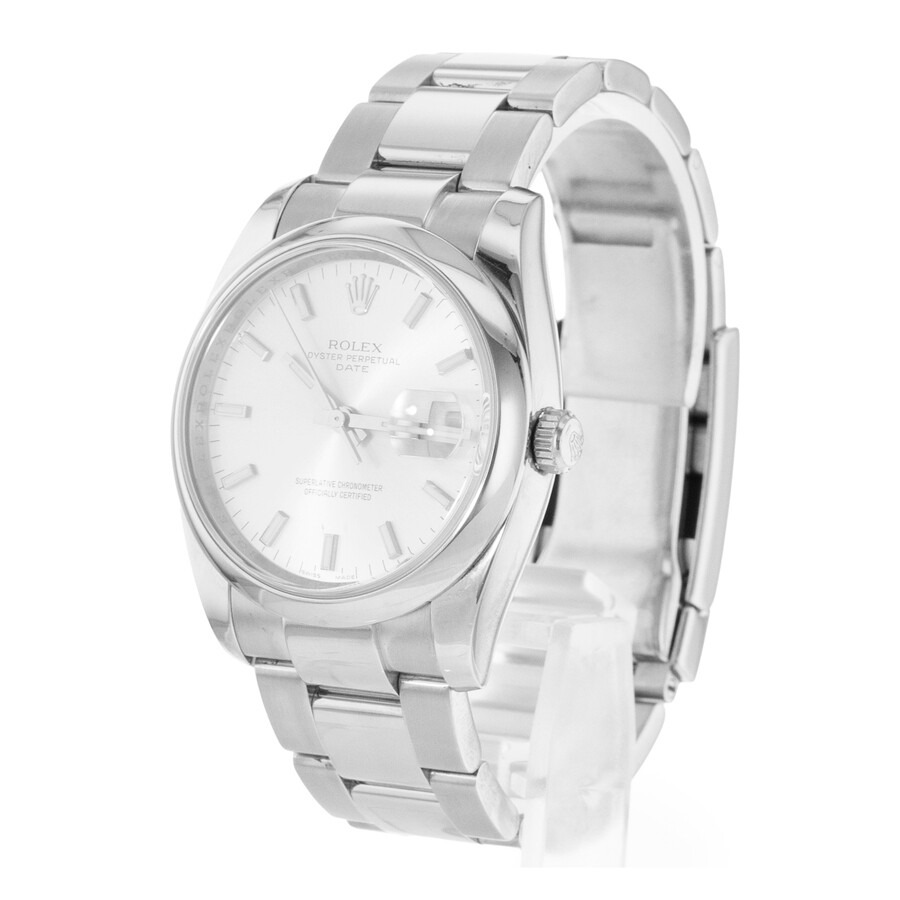Pre-owned Rolex Oyster Perpetual Date Automatic Chronometer Silver Dial Men's Watch 115200 SSO - 5