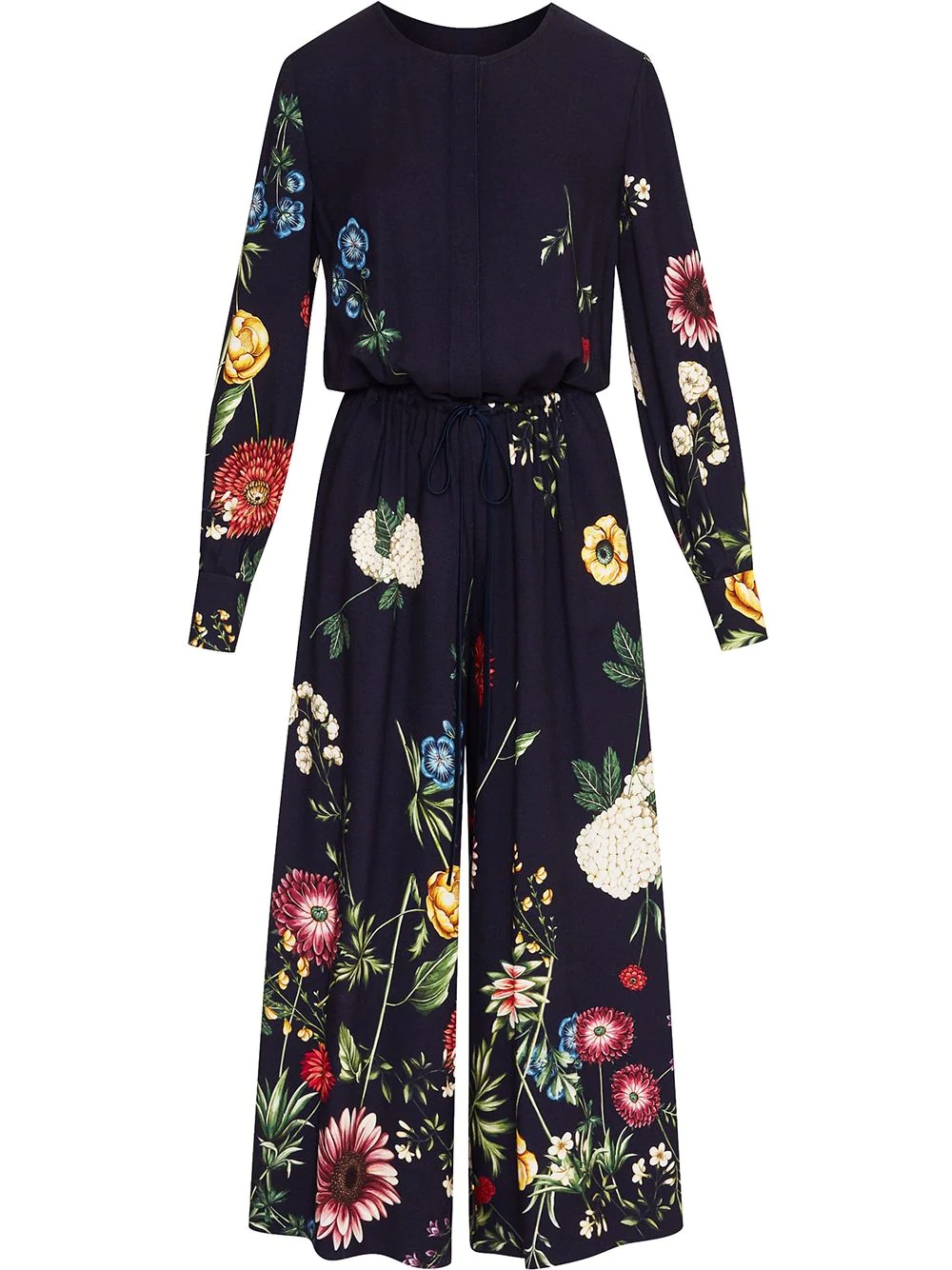 floral-print drawstring-waist jumpsuit - 1