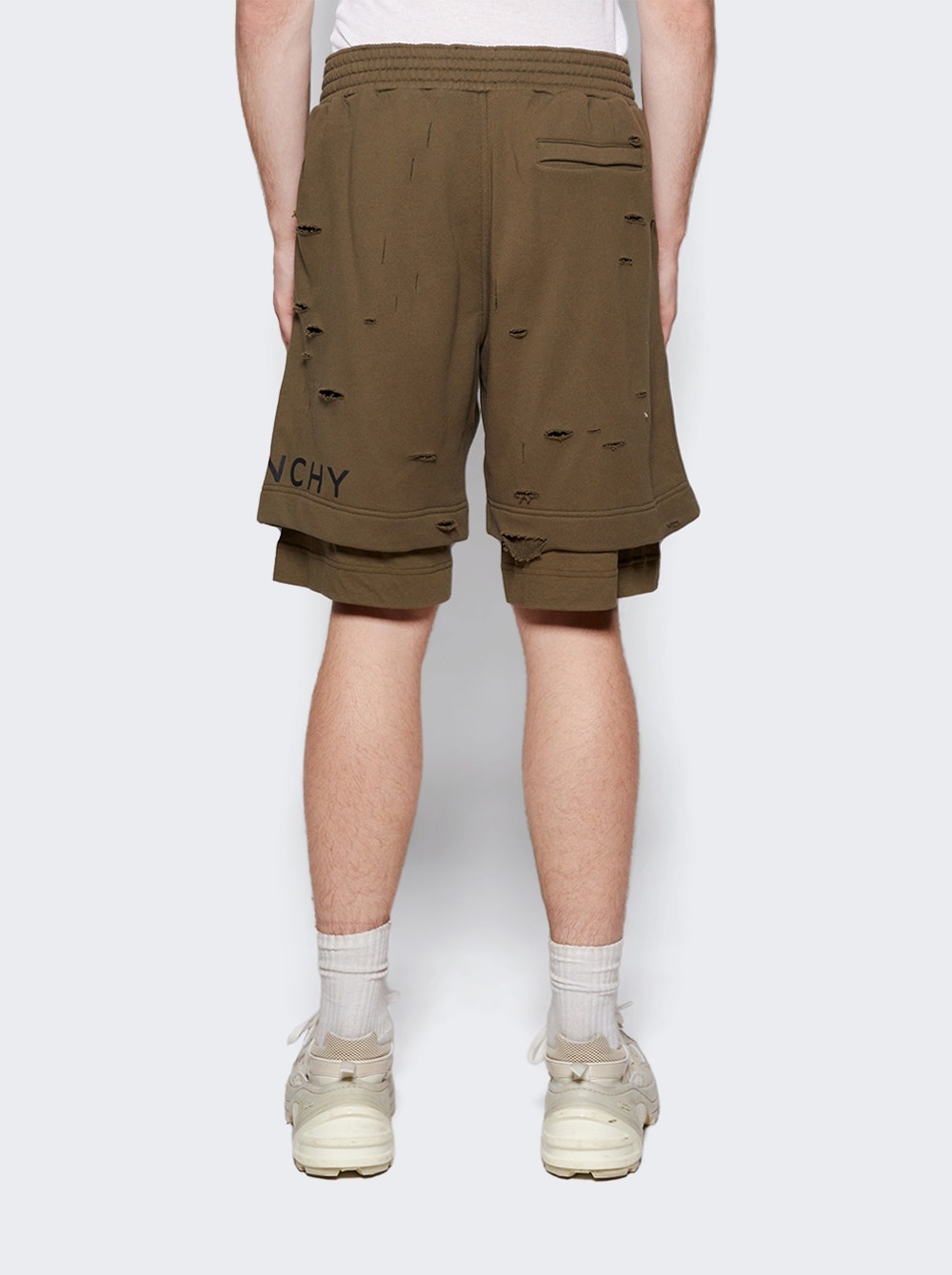 Destroyed Felpa Bermuda Shorts Khaki - 5