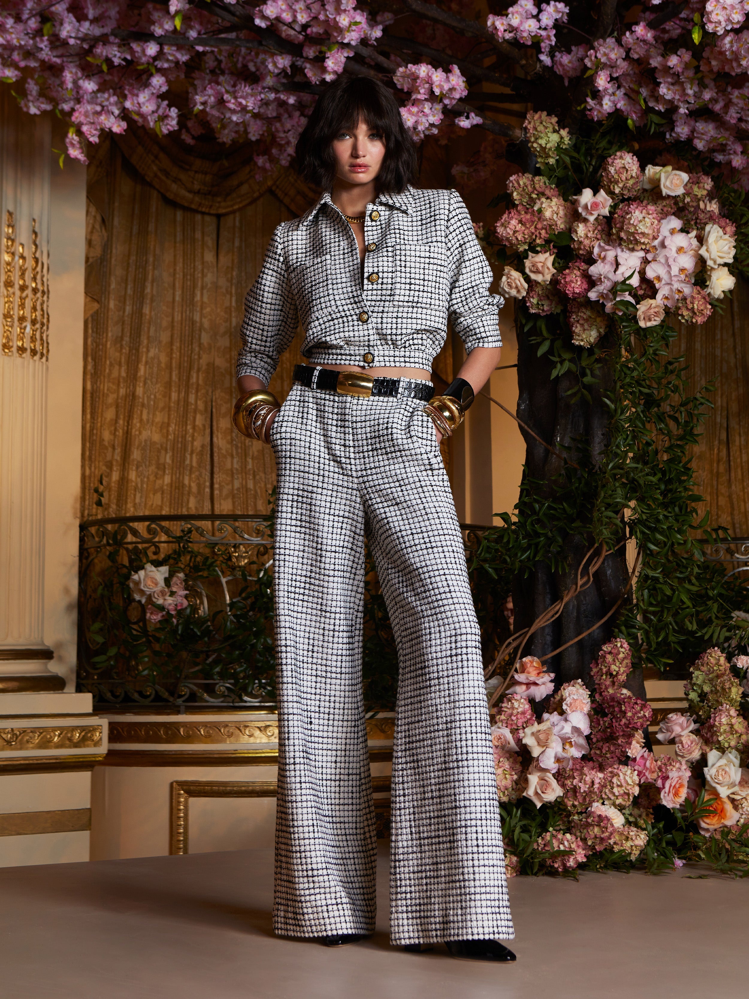 Pilar Tweed Wide-Leg Pant - 6
