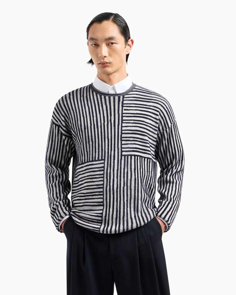 CREW-NECK JUMPER IN A VISCOSE AND COTTON JACQUARD 2