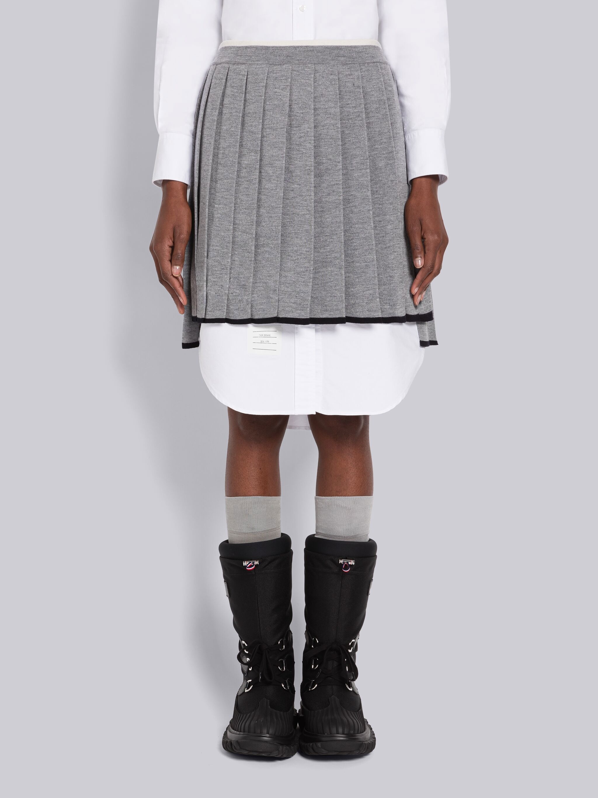 Milano Stitch Merino Tipping Pleated Mini Skirt - 1