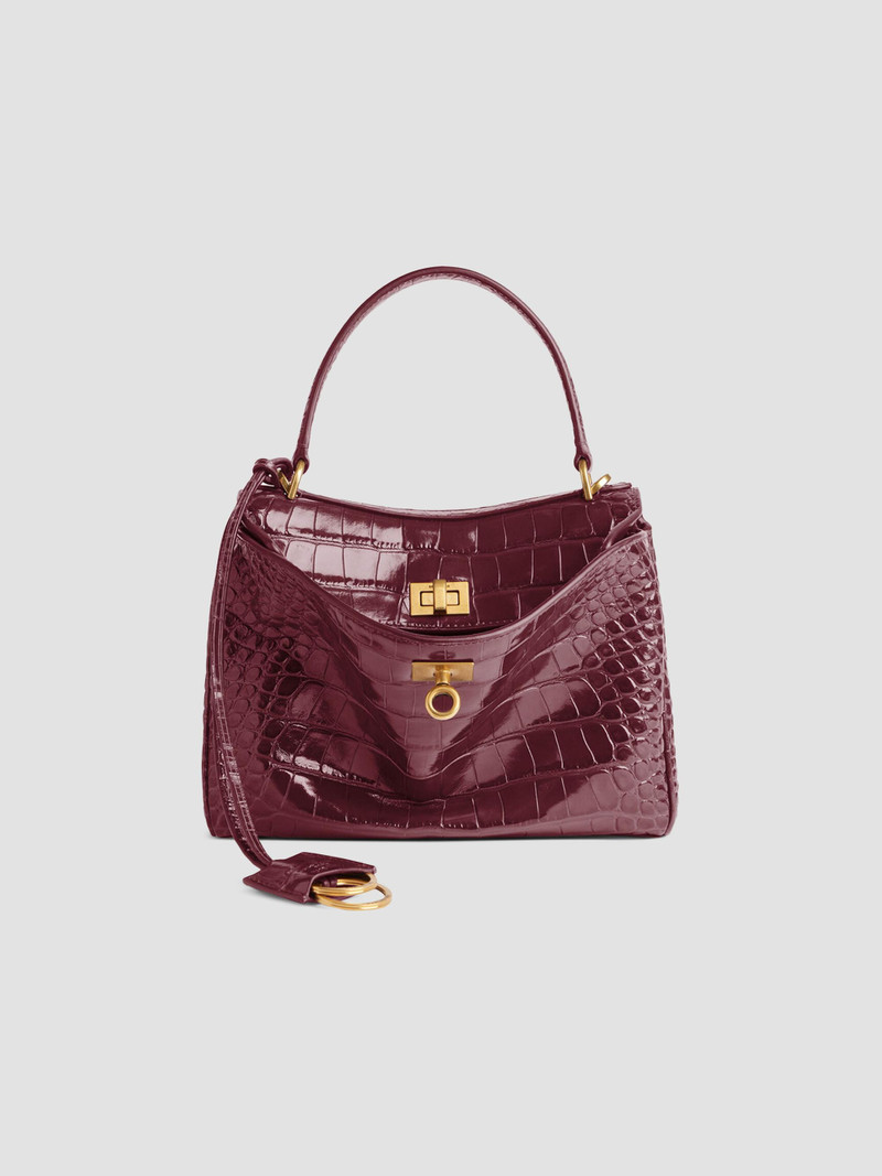 Women's Rodeo Mini Top Handle Bag Crocodile Embossed - Dark Burgundy 1