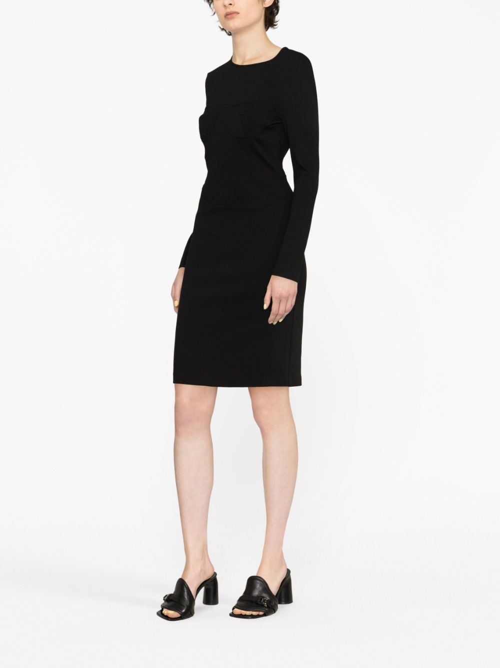 corset-style long-sleeve minidress - 3
